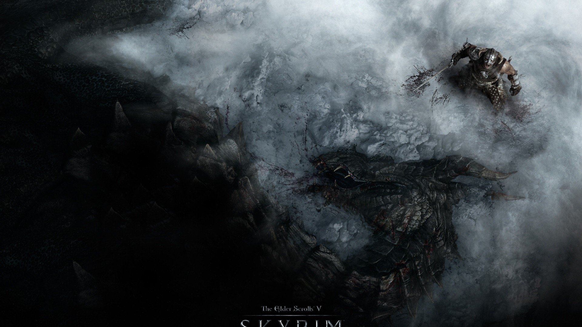 Wallpaper the elder scrolls skyrim, warrior, dragon, snow, scream, look