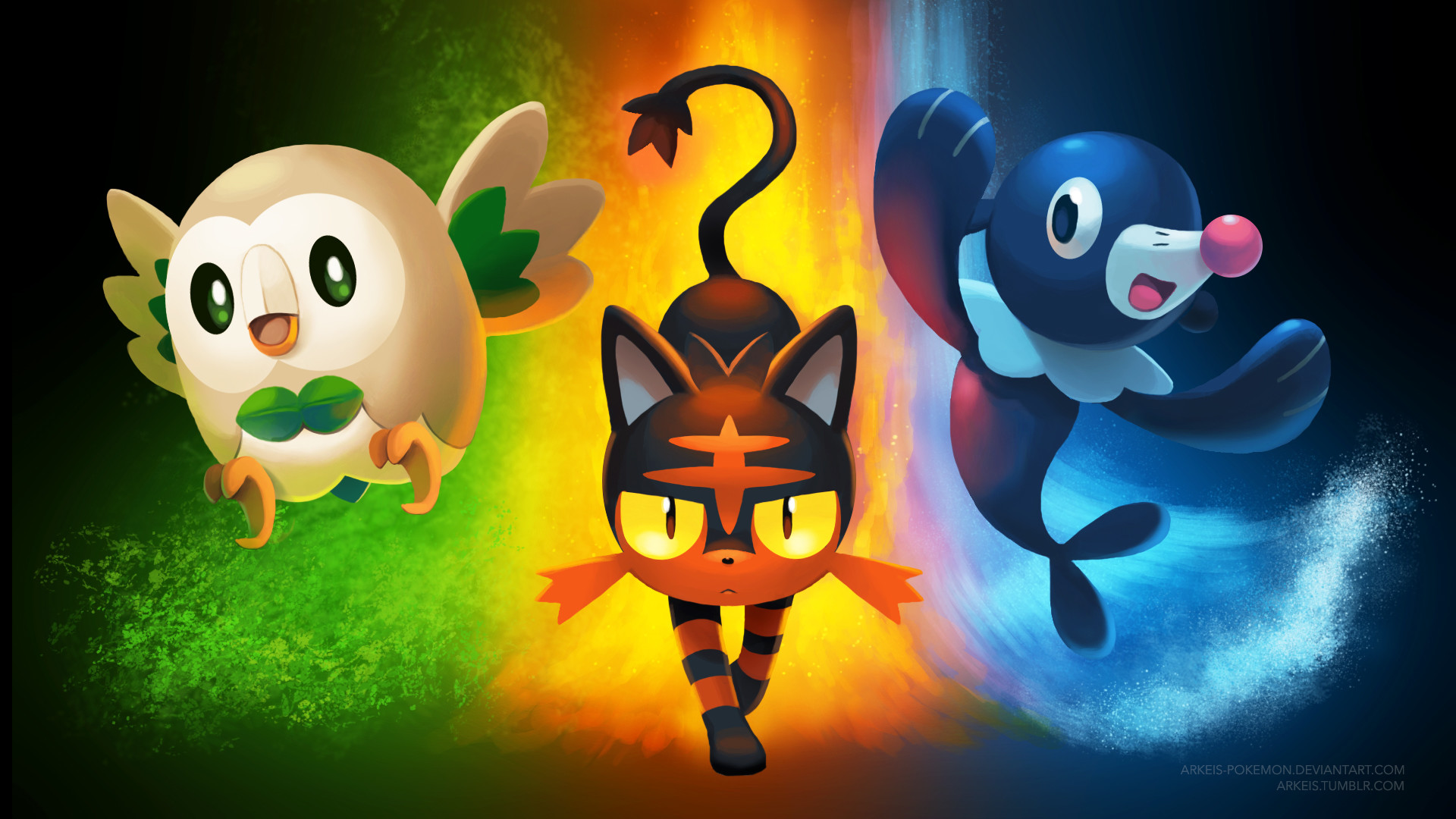 Wallpaper Pokemon Sun / Moon Starters by arkeis pokemon