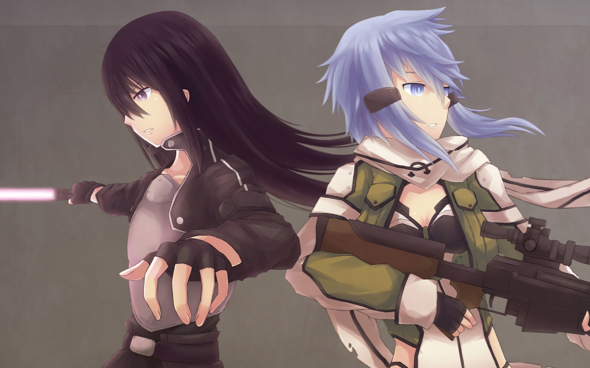 Sinon kirito sword art online 2 gun gale online anime 2014 hd wallpaper