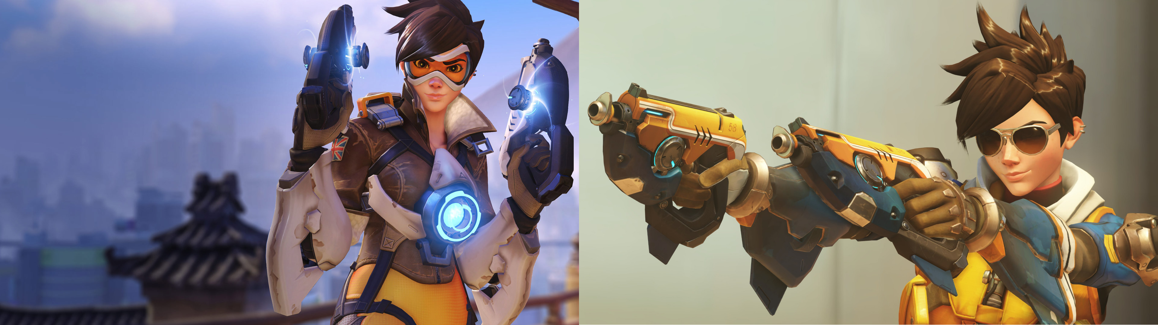Overwatch Tracer Dual Monitor Wallpaper 3840×1080