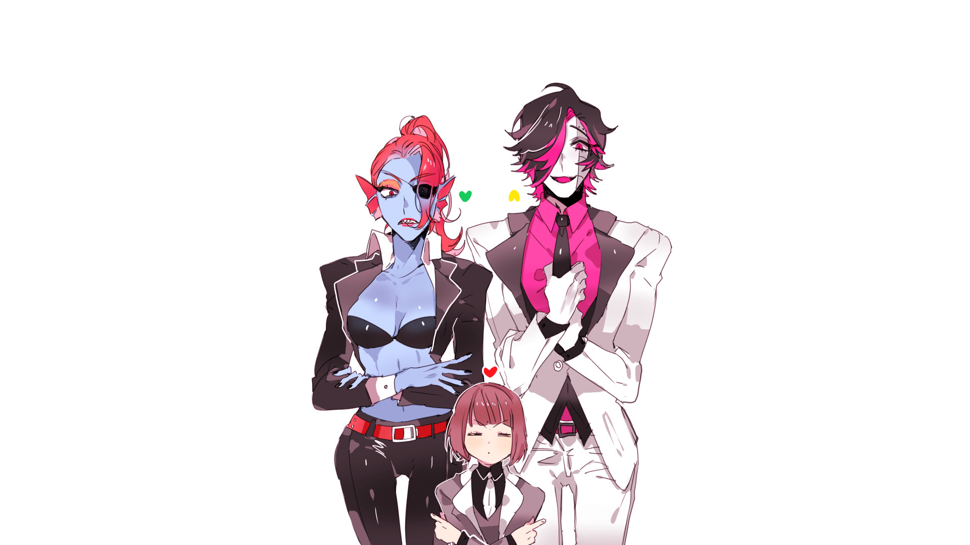 Anime anime Mettaton suits Undertale eye patch anime girls simple background white Undyne