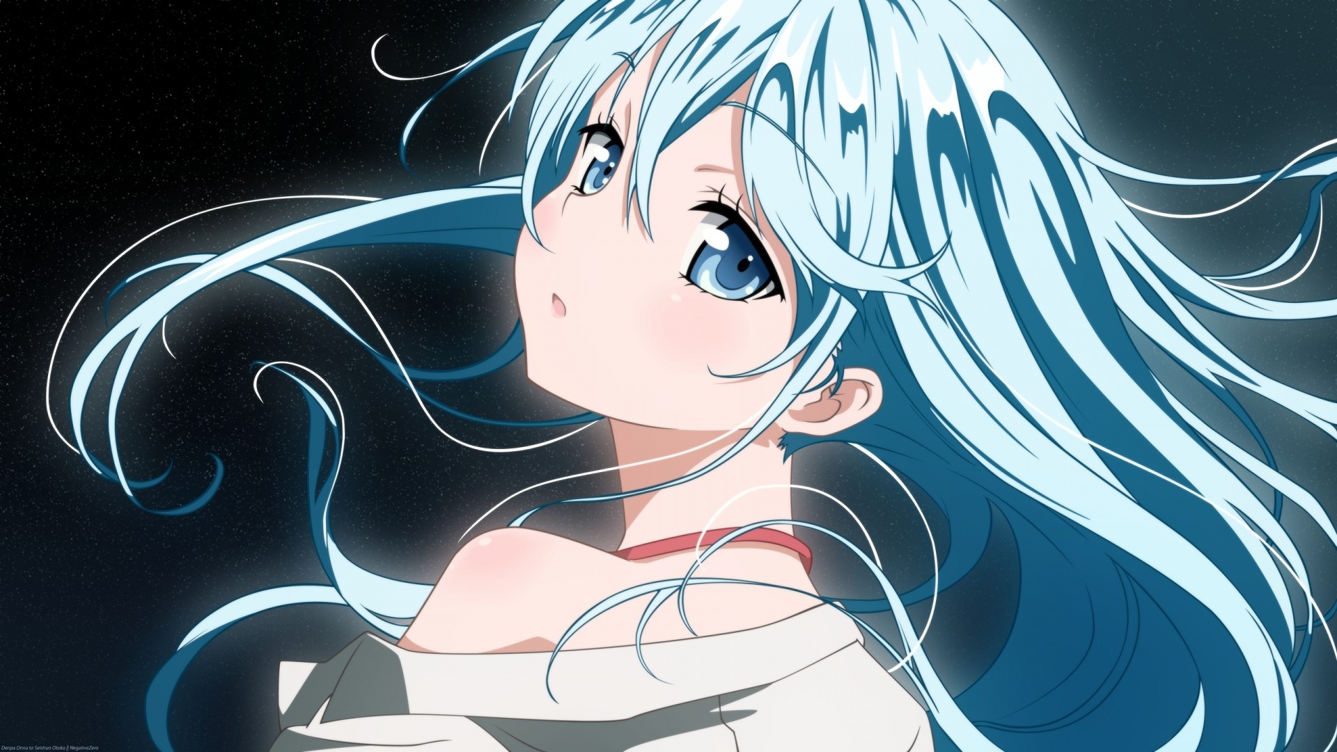 Wallpaper anime, girl, hair, blue, eyes