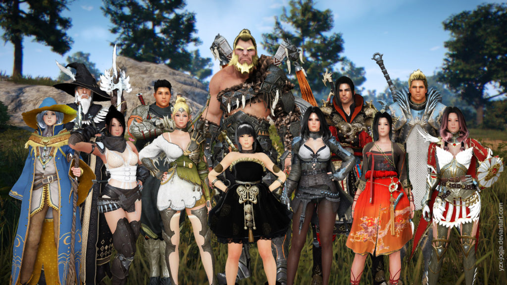 Black Desert characters all jammed in one picture by YZX jogja