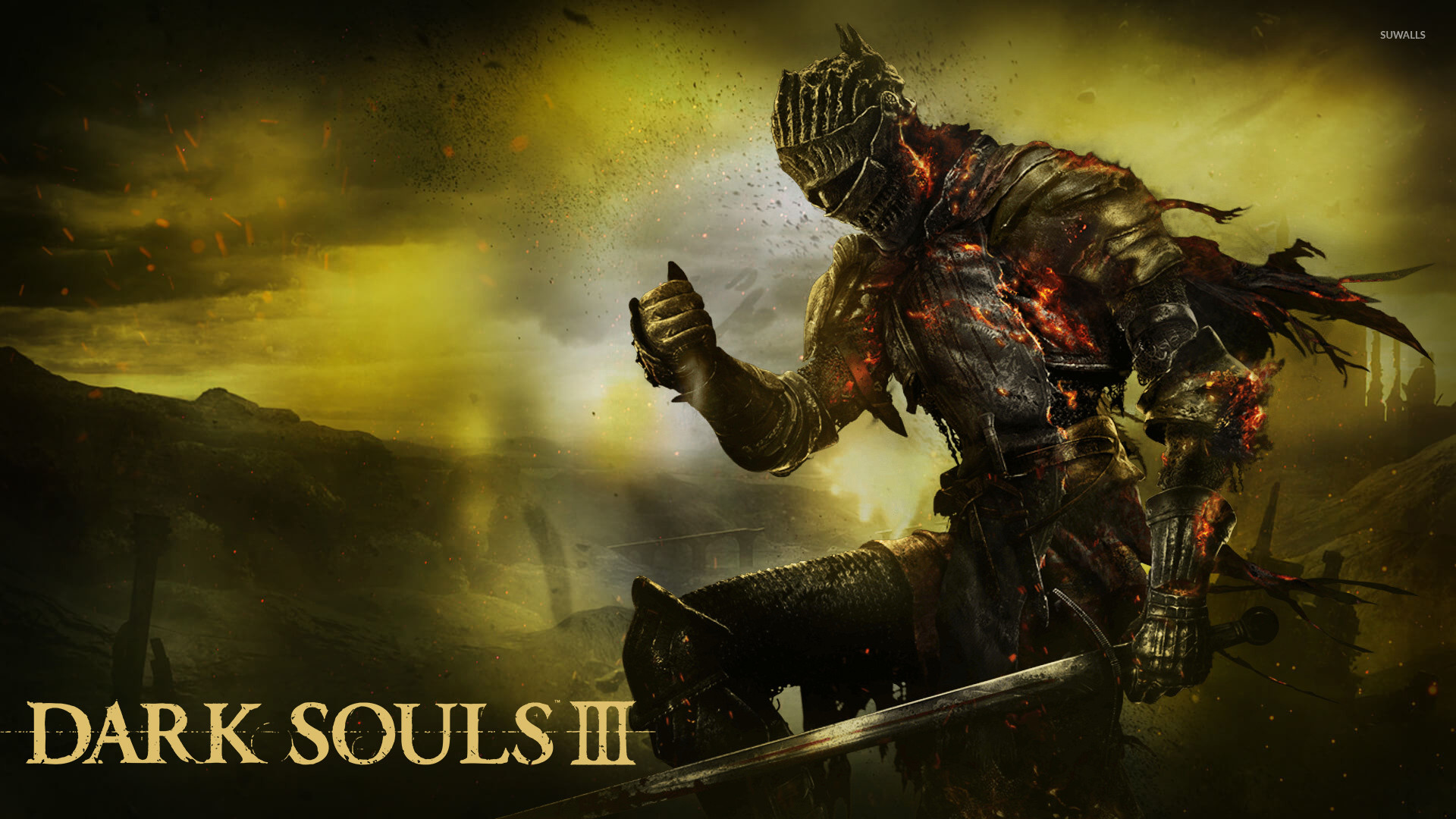 Knight on fire in Dark Souls III wallpaper jpg