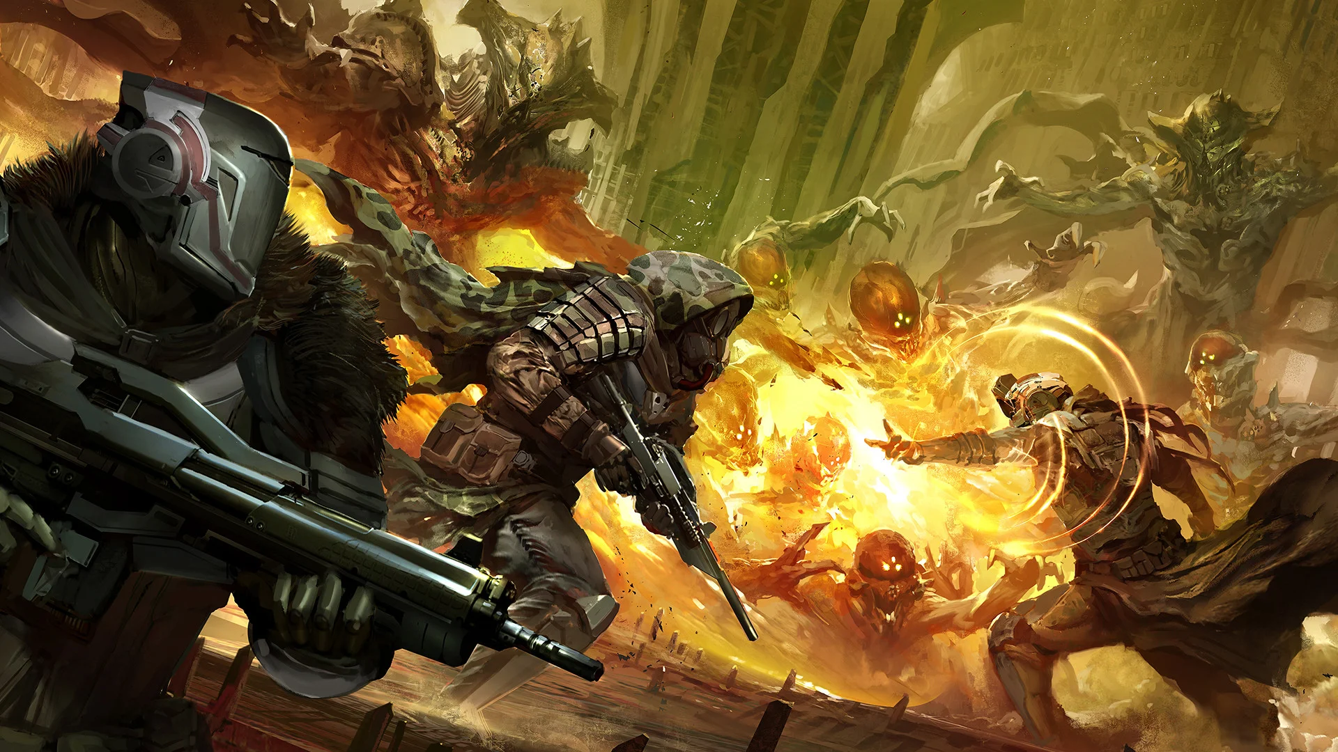 Fireteam Titan, Hunter and Warlock vs Aliens Destiny sci fi game