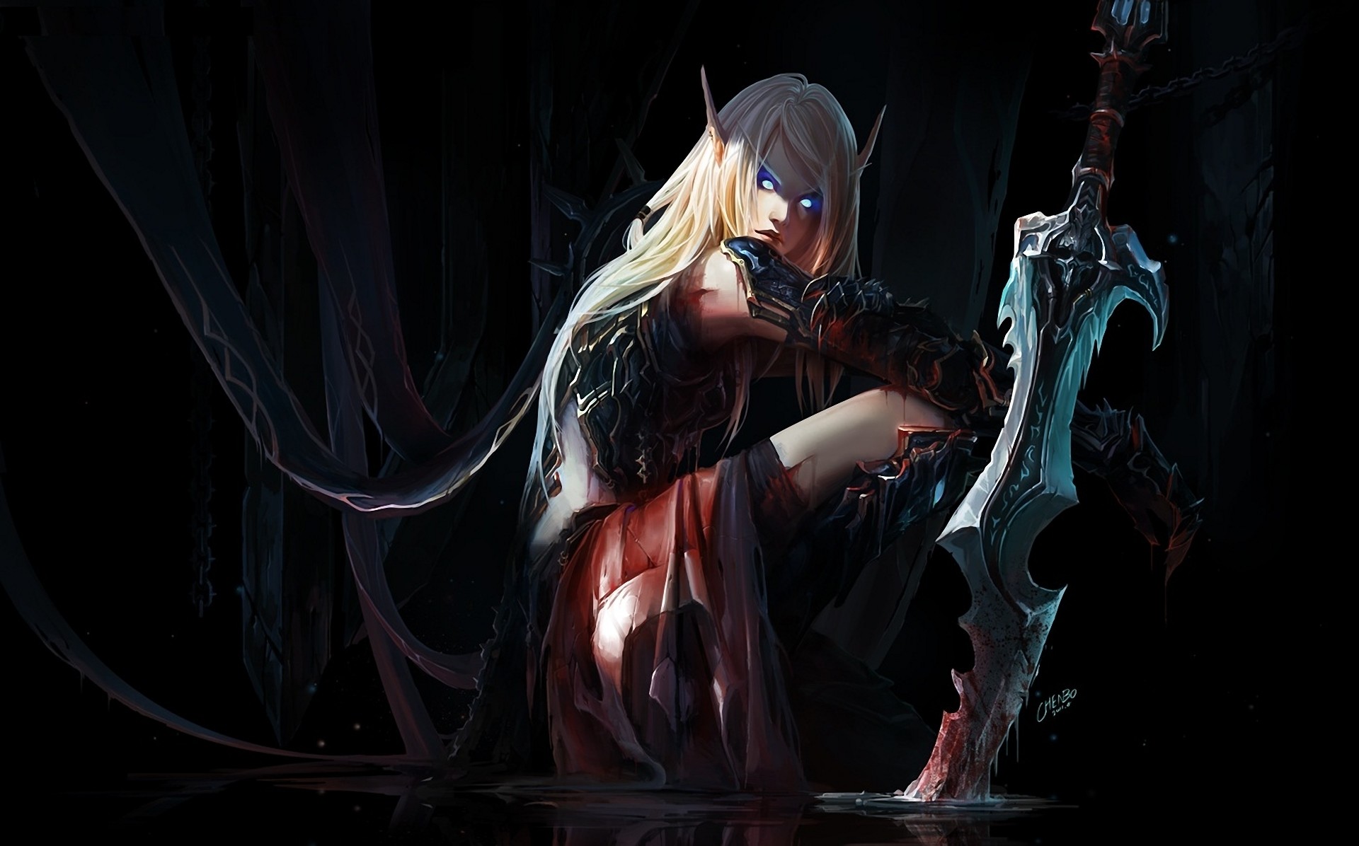 Elf Warrior, Blood Elf Death Knight, World of Warcraft wallpaper