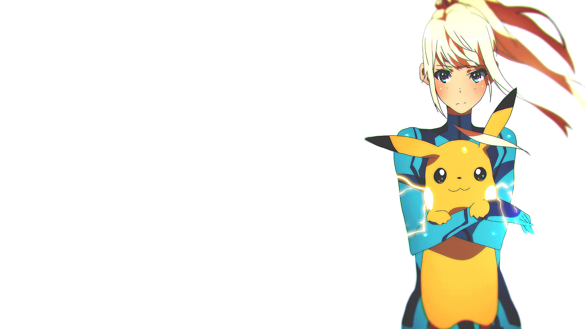 Anime – Crossover Anime Pikachu Samus Aran Pokmon Metroid Blue Wallpaper