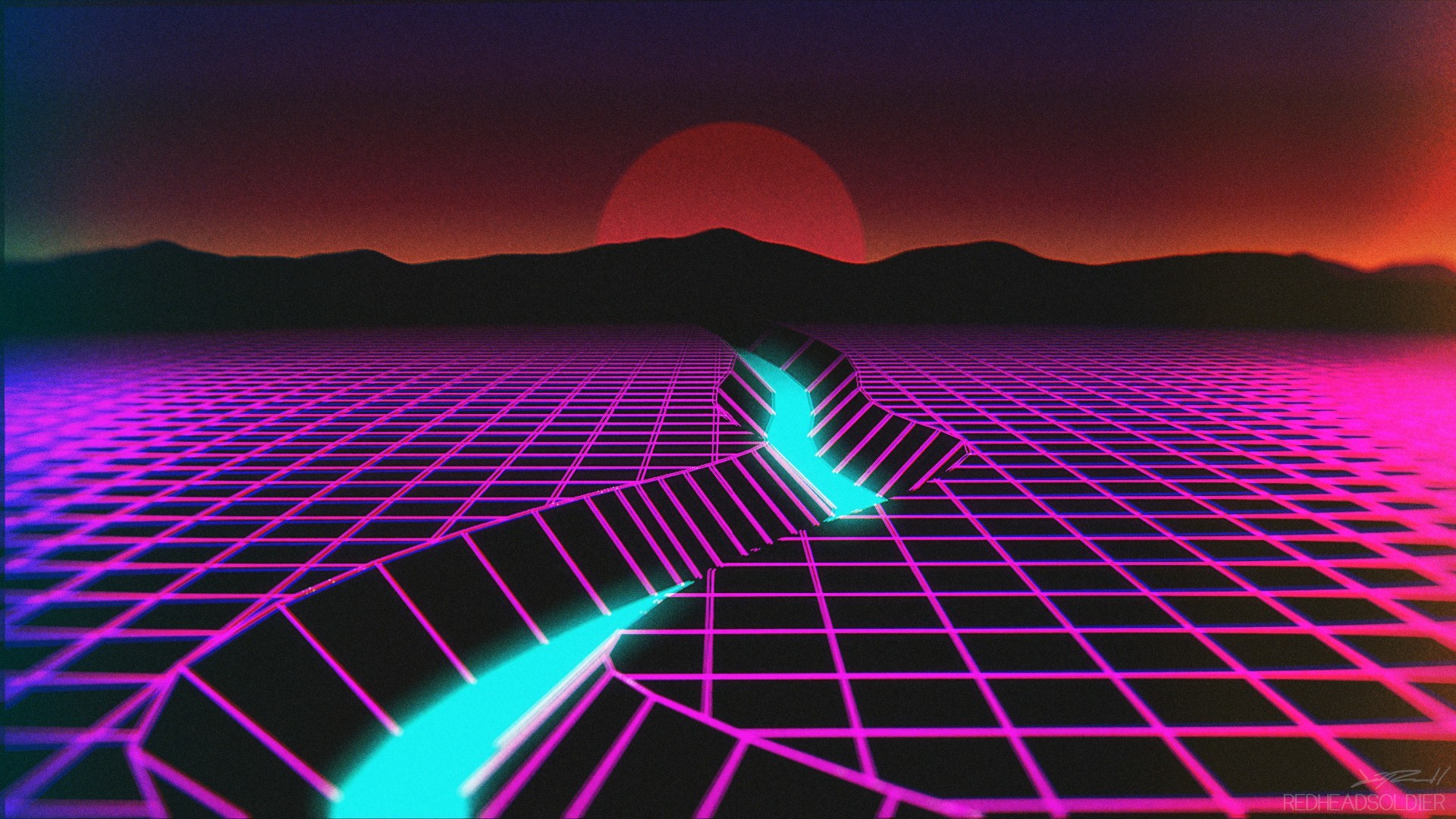General New Retro Wave neon synthwave wireframe
