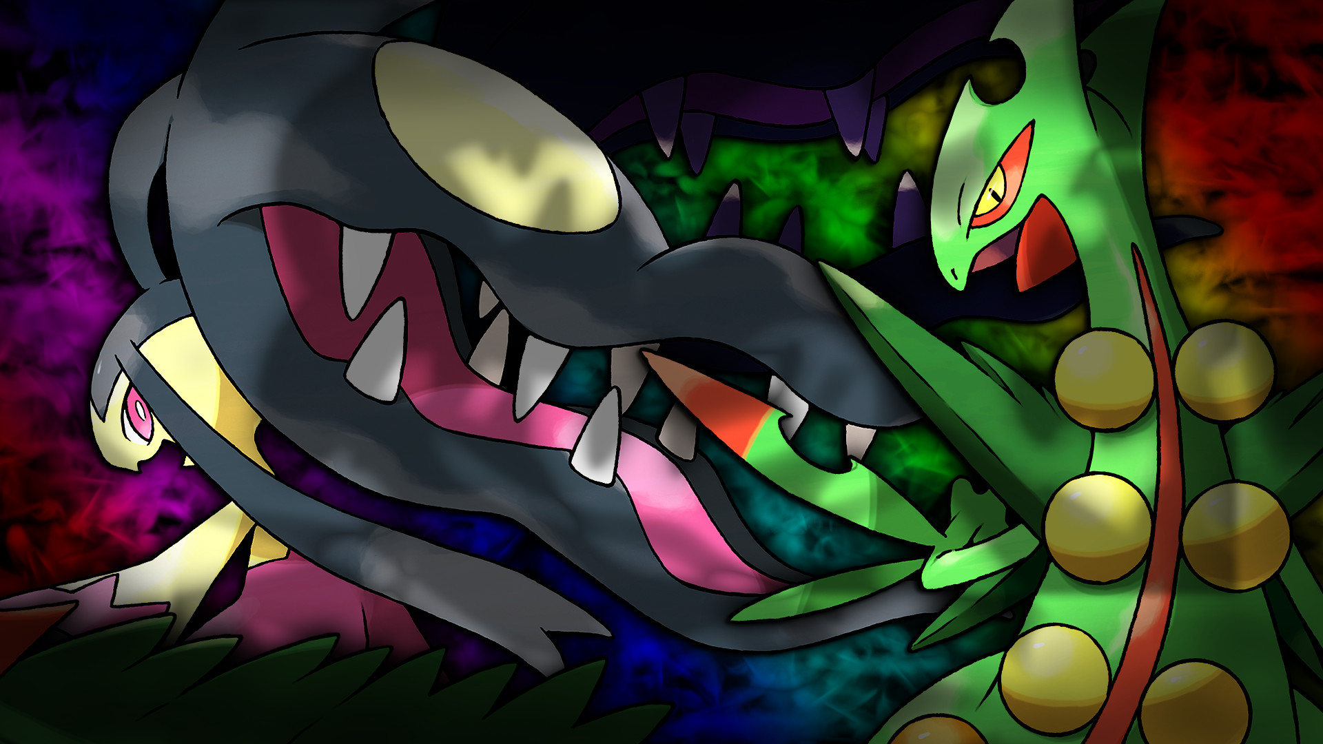 Mega Mawile and Mega Sceptile Wallpaper by Glench