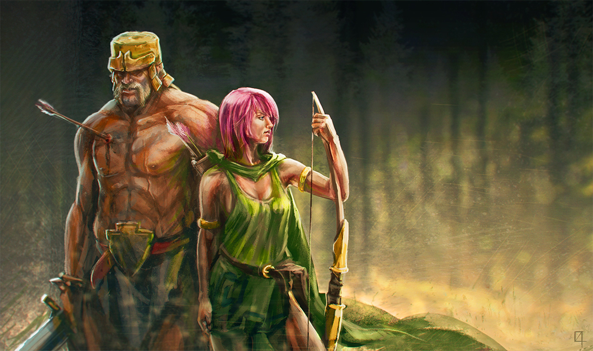 Clash Of Clans Artwork Archer And Barbarian