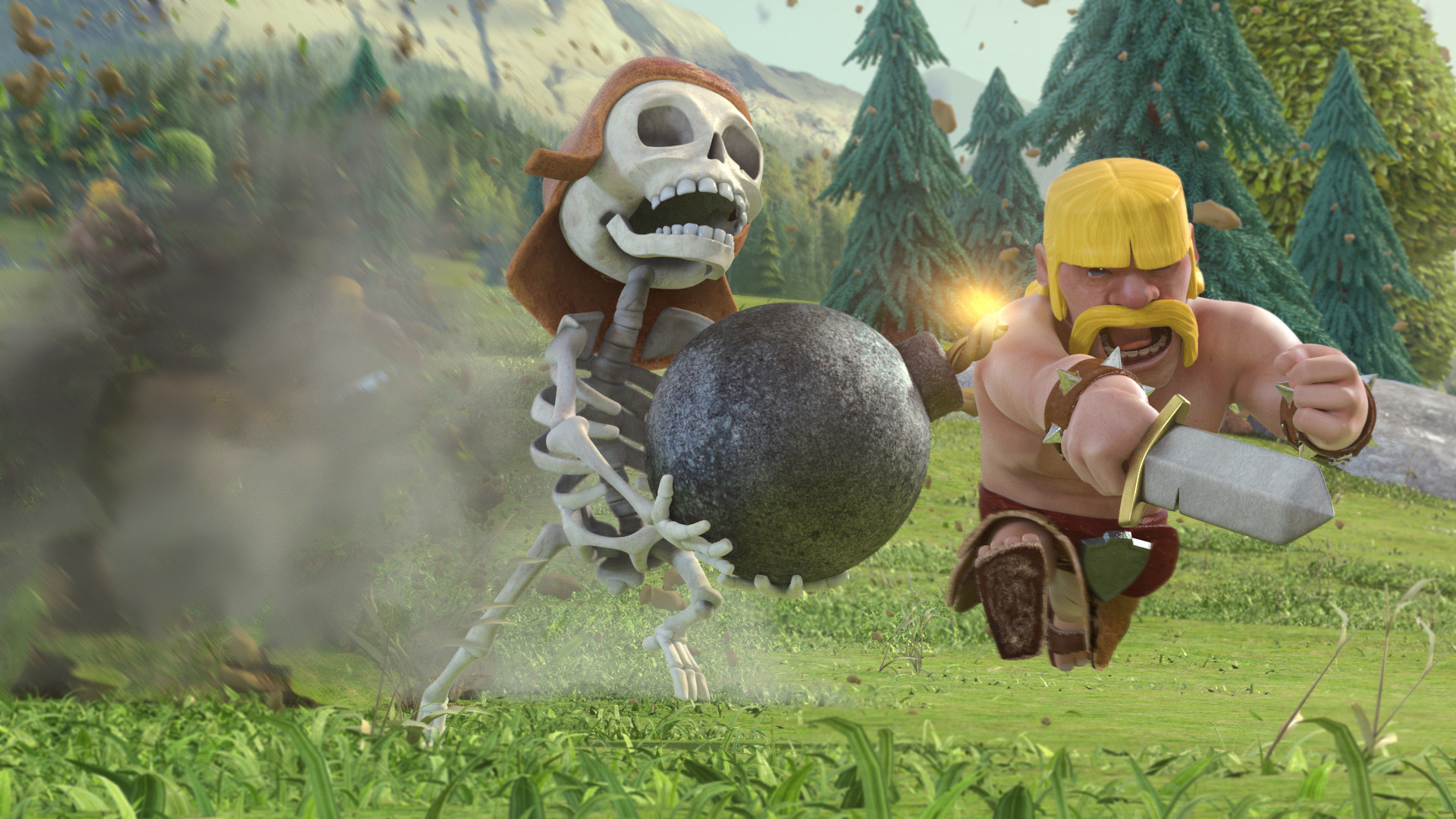 Clash of Clans – Barbarian and skeleton wallpaper