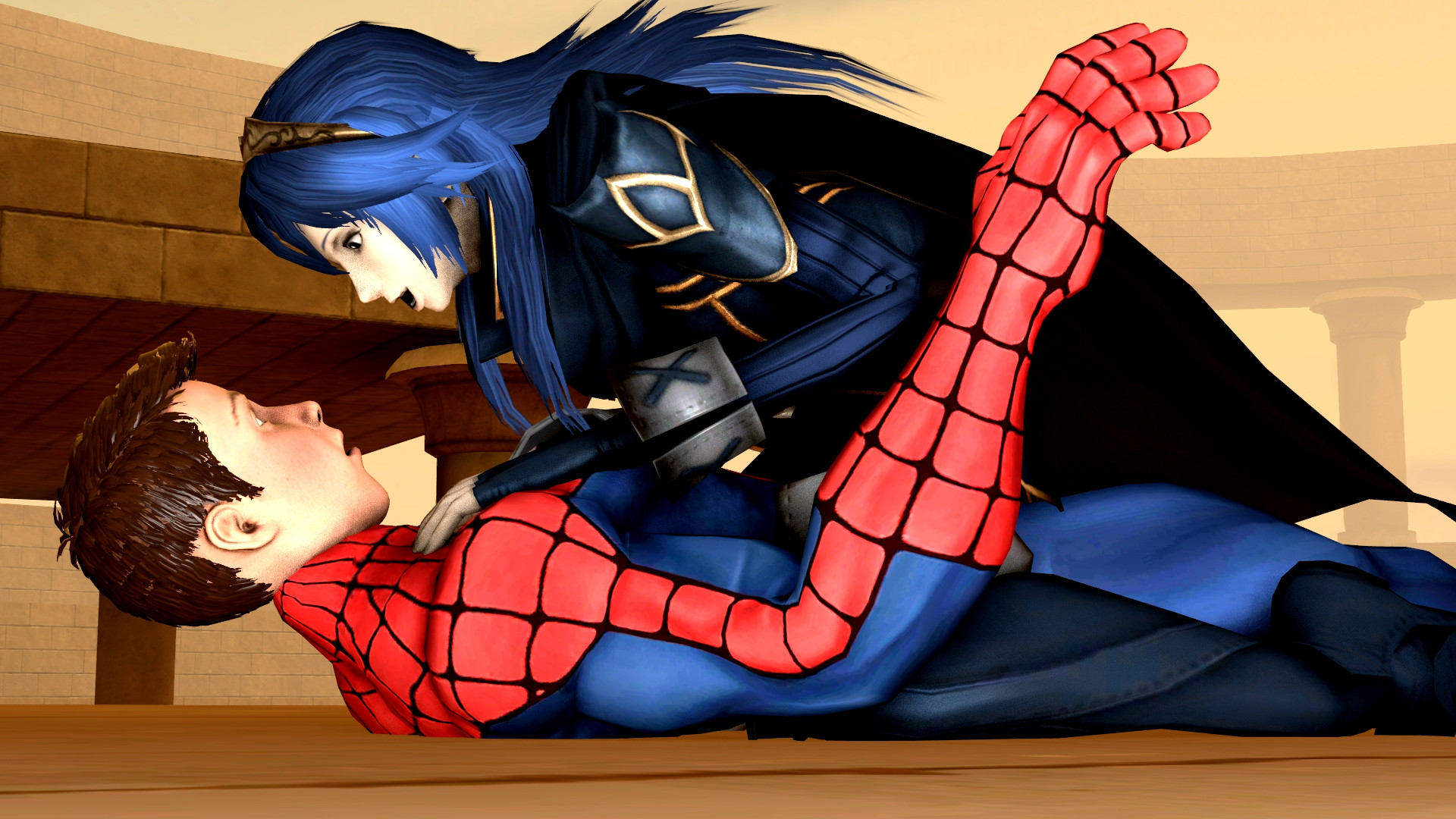 Lucina and Spider Man where are your going cutie by kongzillarex619