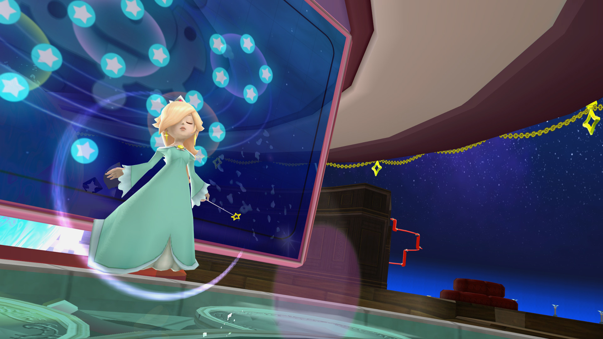 Rosalina creates a protective bubble to shield herself from attacks.