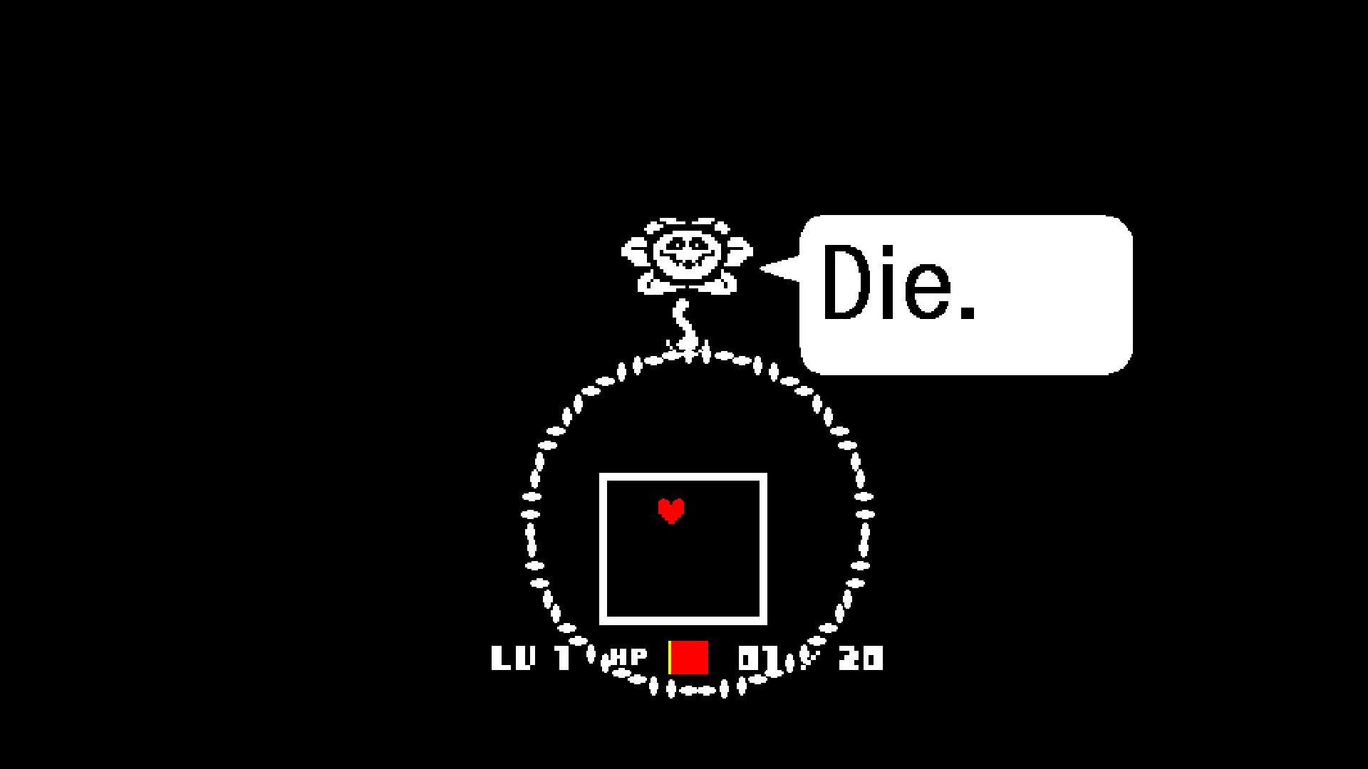 Although, Toriel knocks Flowey away, saving you, and offers you a guide  through the Ruins. The encounter with Flowey will end and Toriel will walk  away.