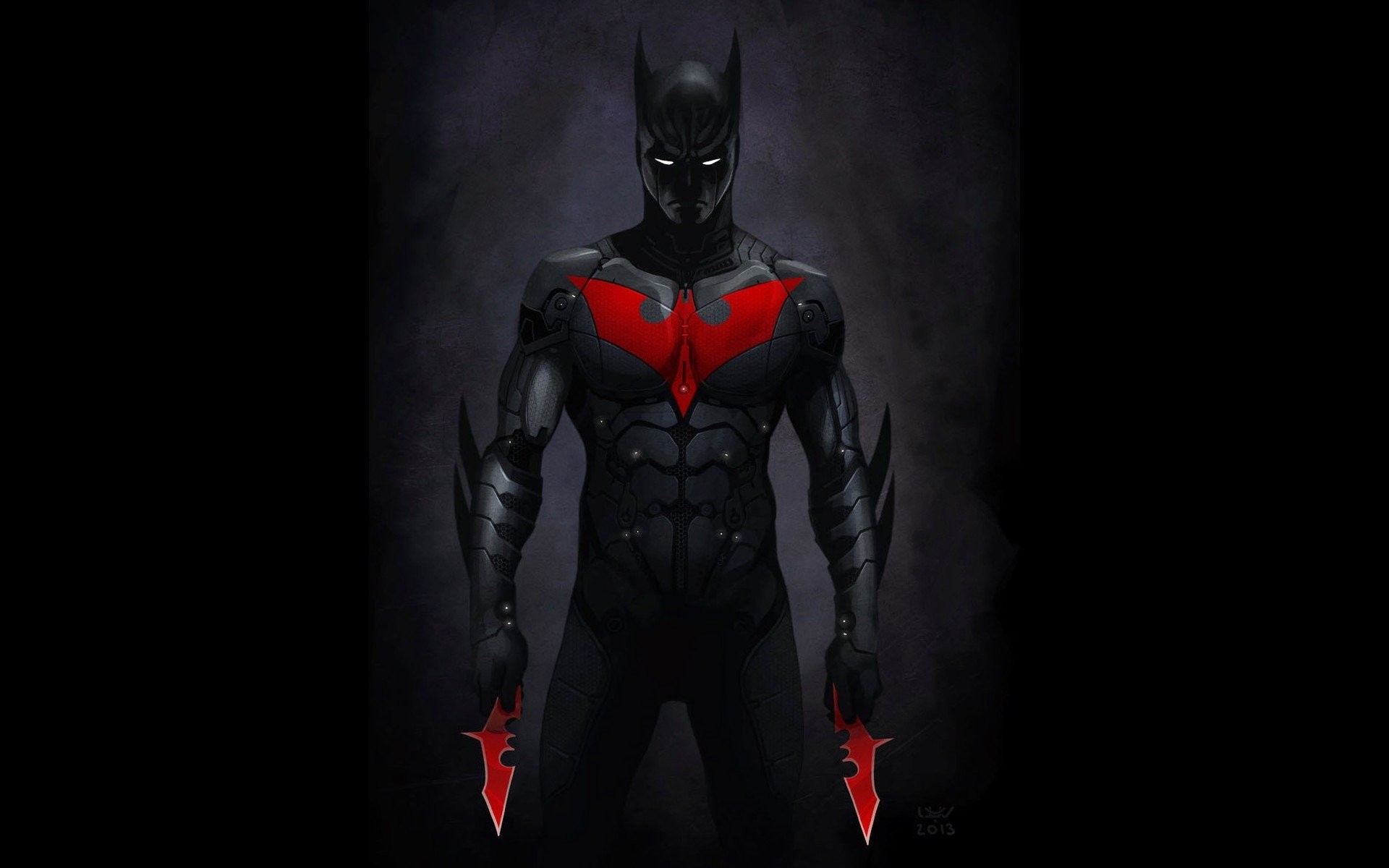 Batman black dark red DC Comics suit men weapons Batman Beyond