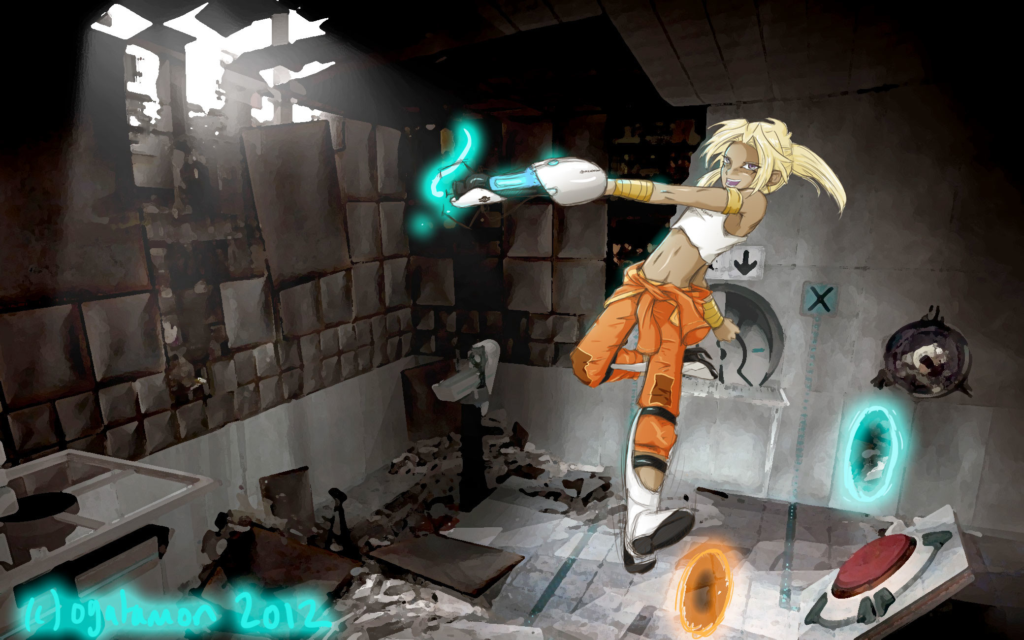 Marik Plays Portal 2 wallpaper version by KaoriOgata