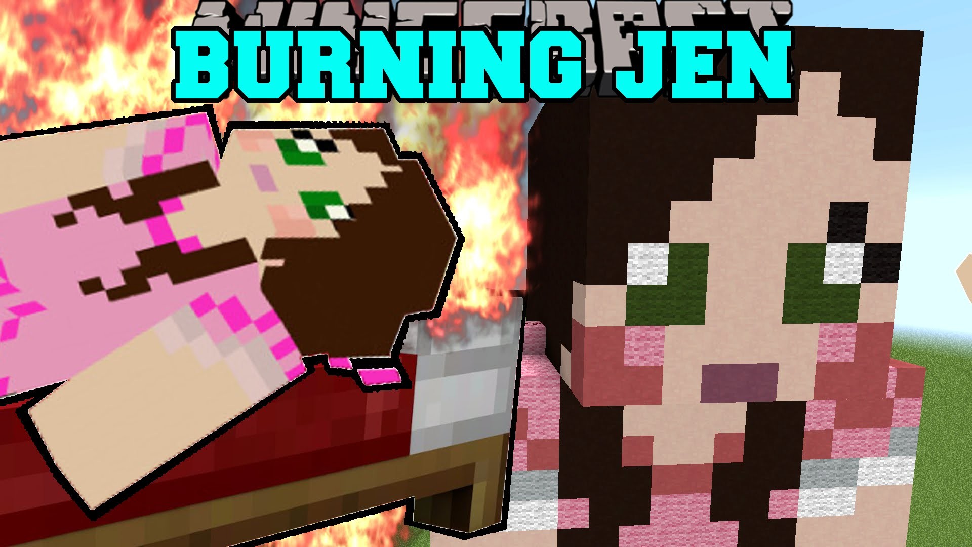 Minecraft GAMINGWITHJEN IS BURNING TRAPPED INSIDE JEN Mini Game – YouTube