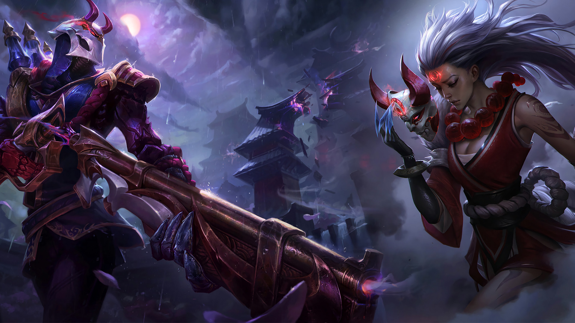 Blood Moon Jhin Diana by Xilixir Splash Art League of Legends Artwork Wallpaper lol