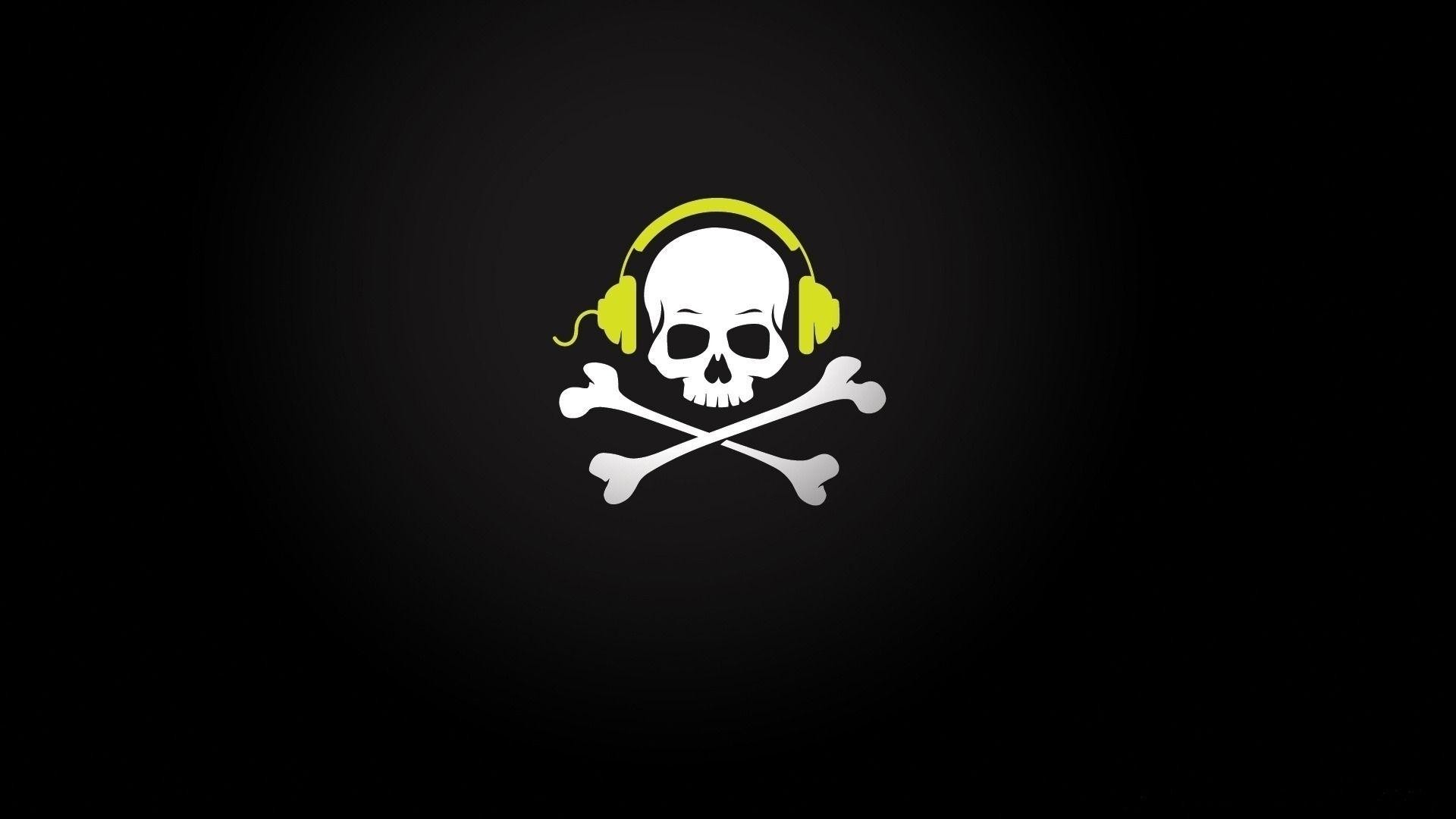Pirate Skull Music Headphones Wire Bones Wallpaper px .