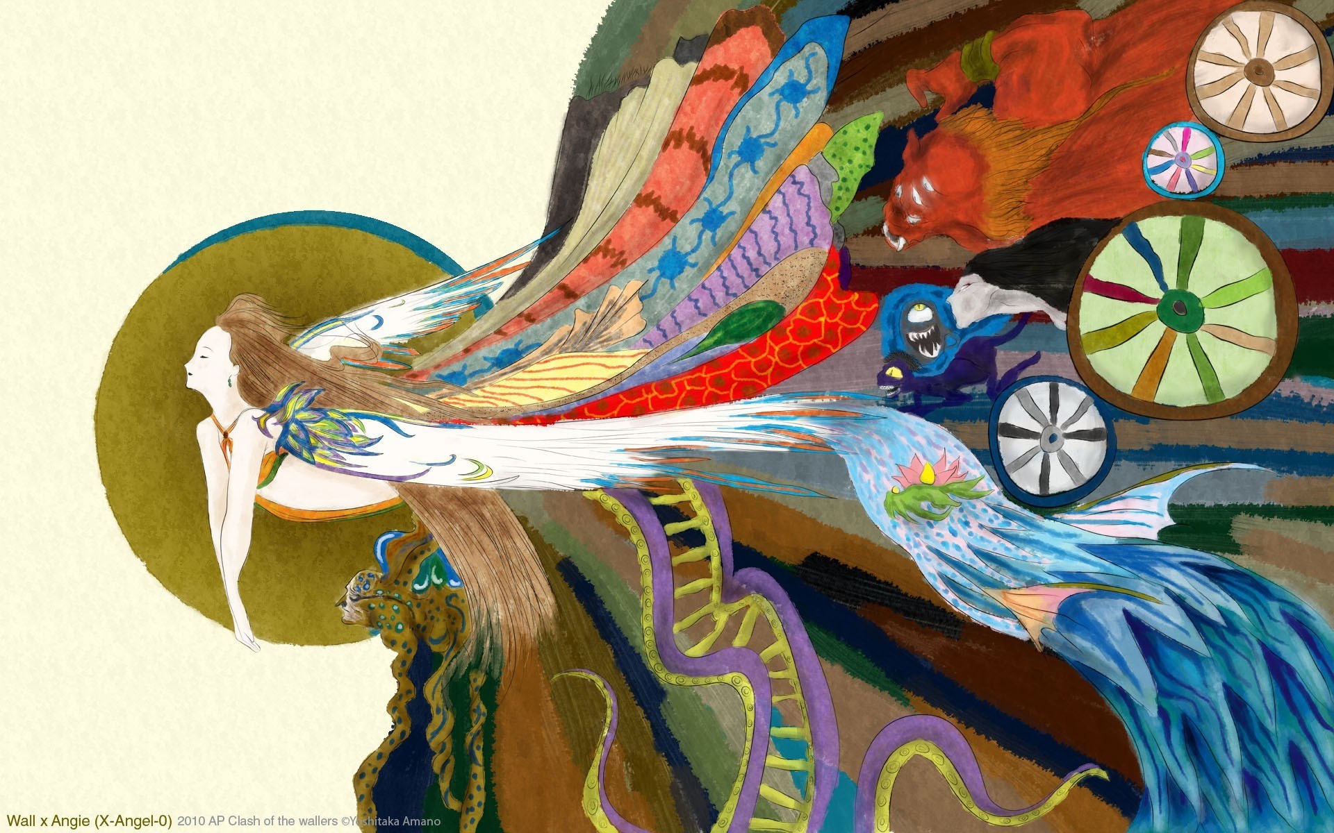 Multicolor, kimono, fairies, Yoshitaka Amano – Free Wallpaper / WallpaperJam.com