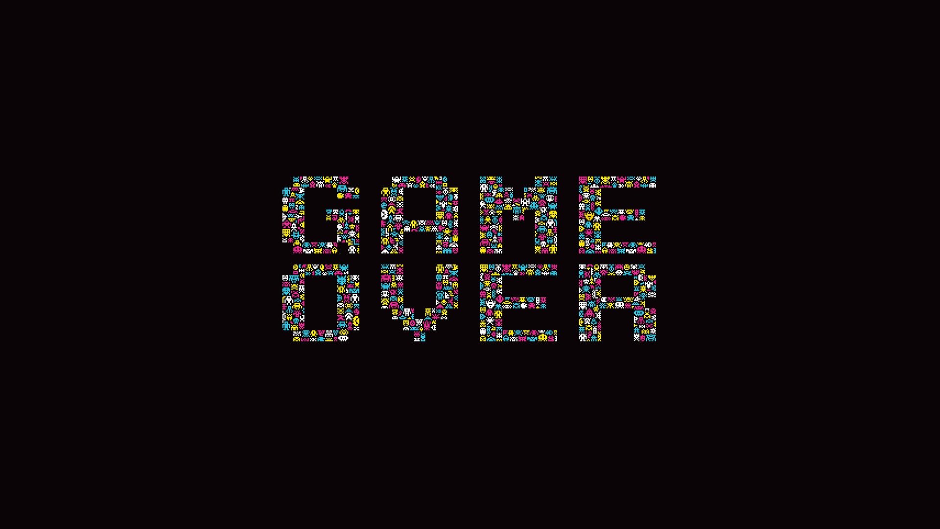 Retro Games Simple Background Space Invaders Typography Video Games