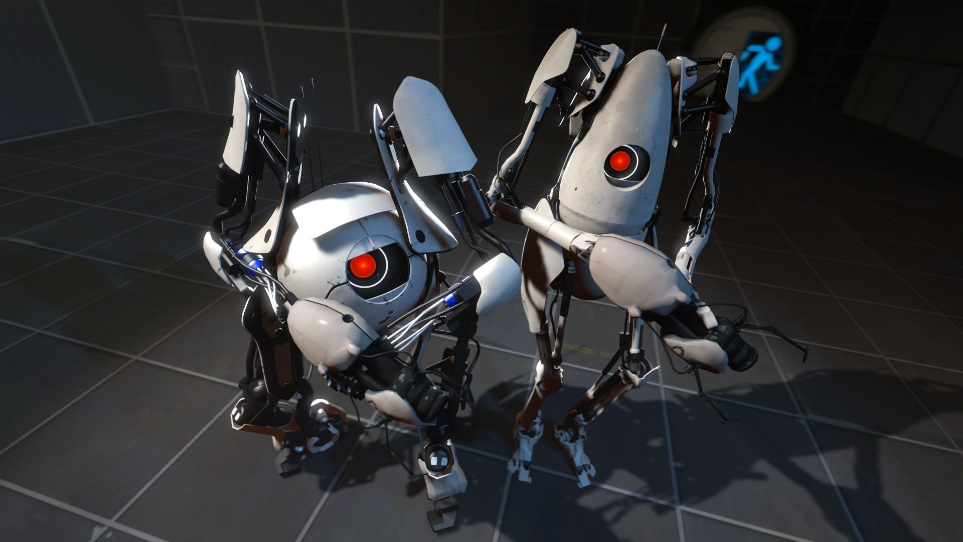 Wallpaper portal 2, robots, gun, friends