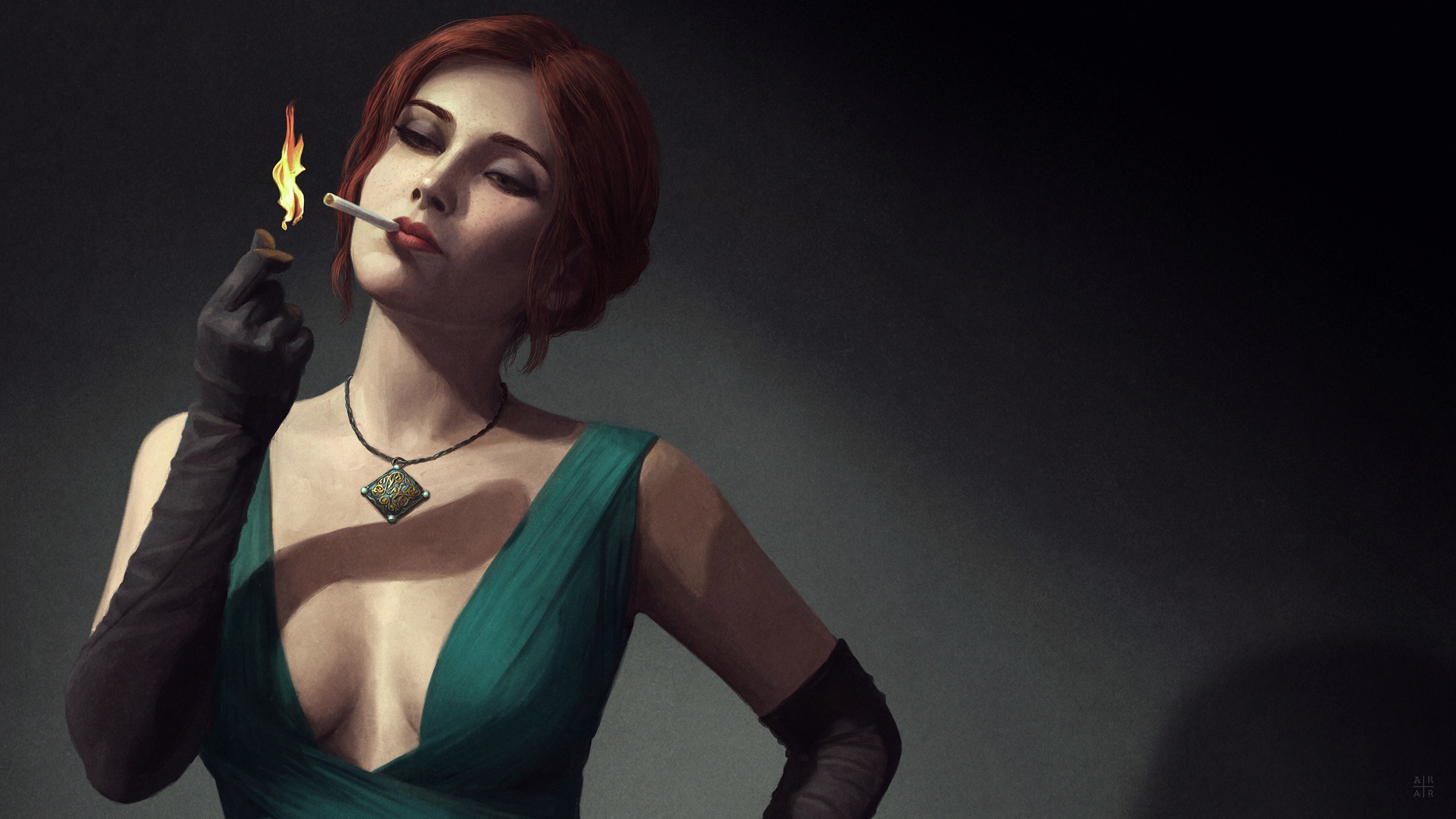 Triss Merigold, The Witcher, The Witcher 3 Wild Hunt, Artwork, Digital art, Noir Wallpapers HD / Desktop and Mobile Backgrounds