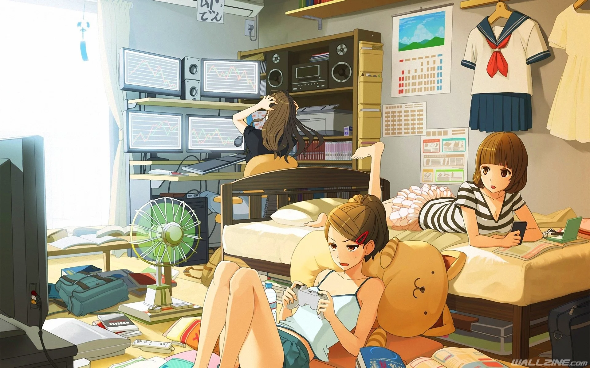 Anime Girls Room Wallpaper