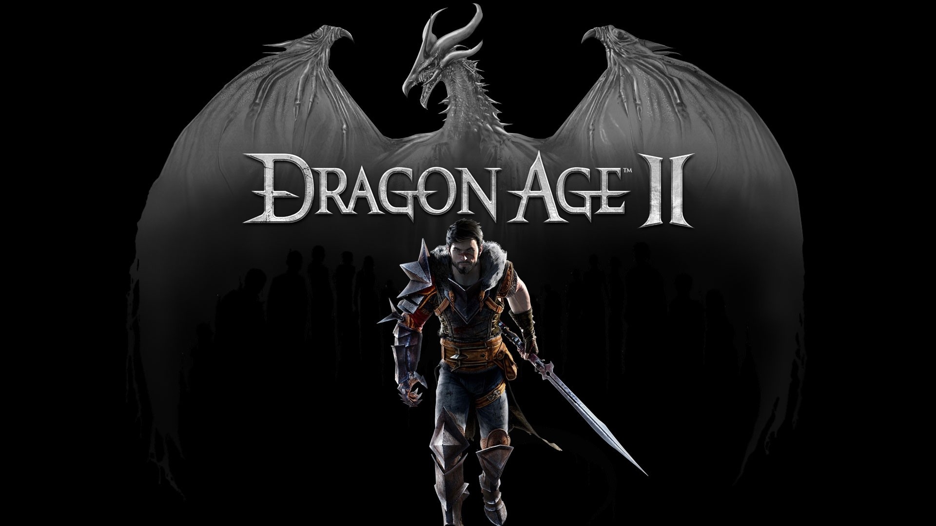 Wallpaper dragon age 2, dragon, warrior, hawke, sword