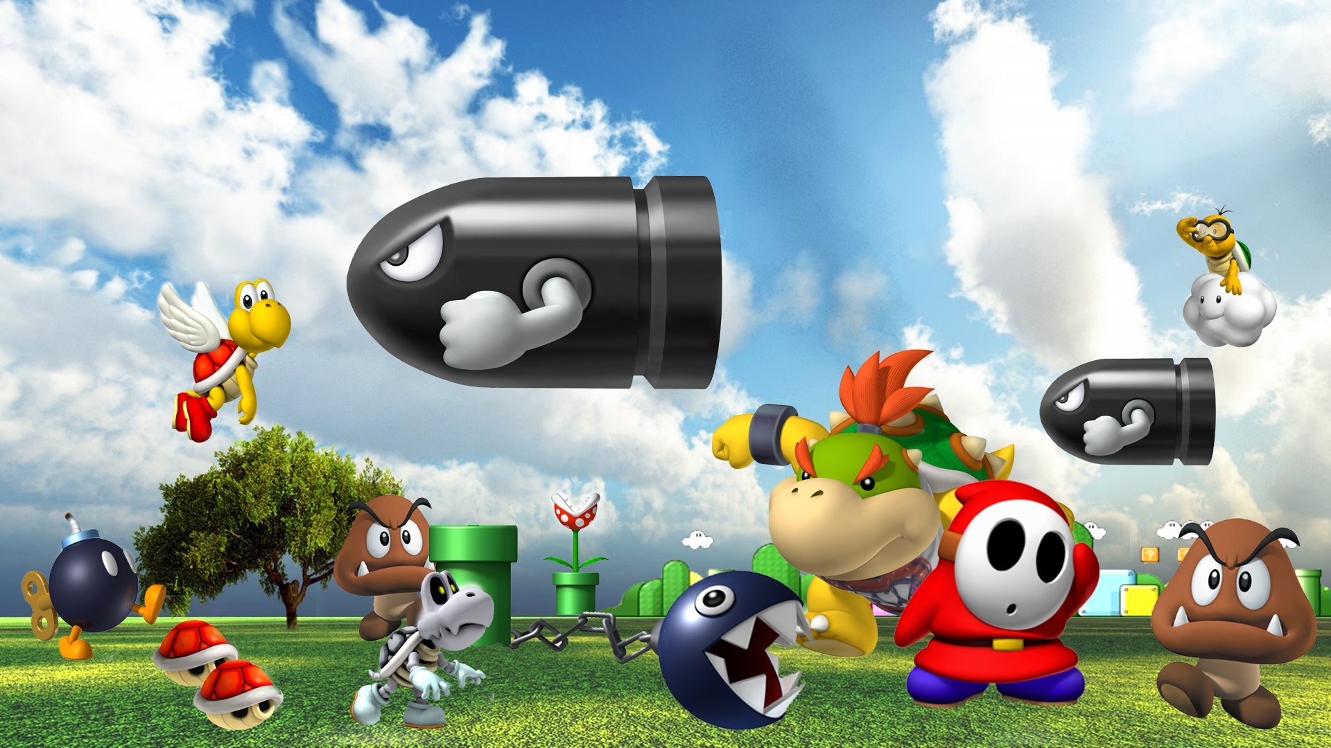 Video Game – Super Mario 64 Bullet Bill Chain Chomp Koopa Troopa Shy Guy Piranha Plant
