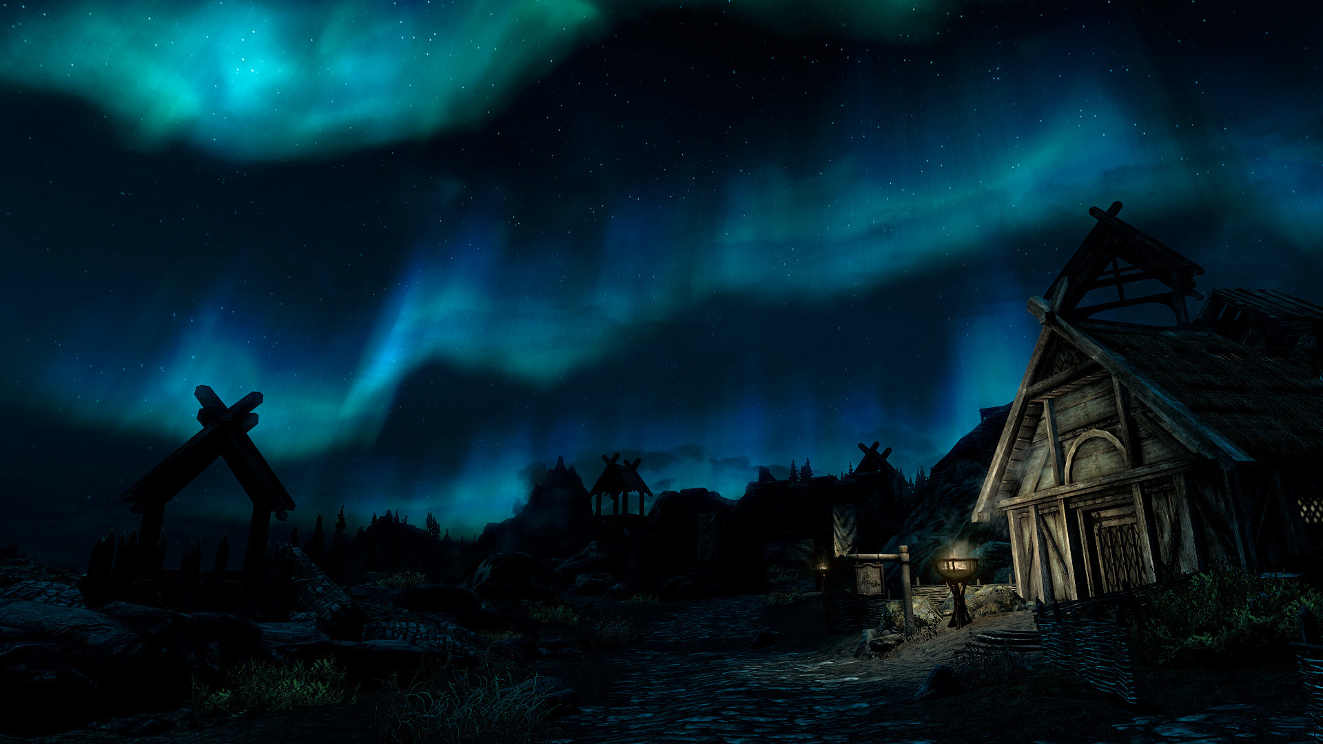 Aurora Borealis Northern Lights Night Skyrim Elder Scrolls Stars wallpaper 132906 WallpaperUP