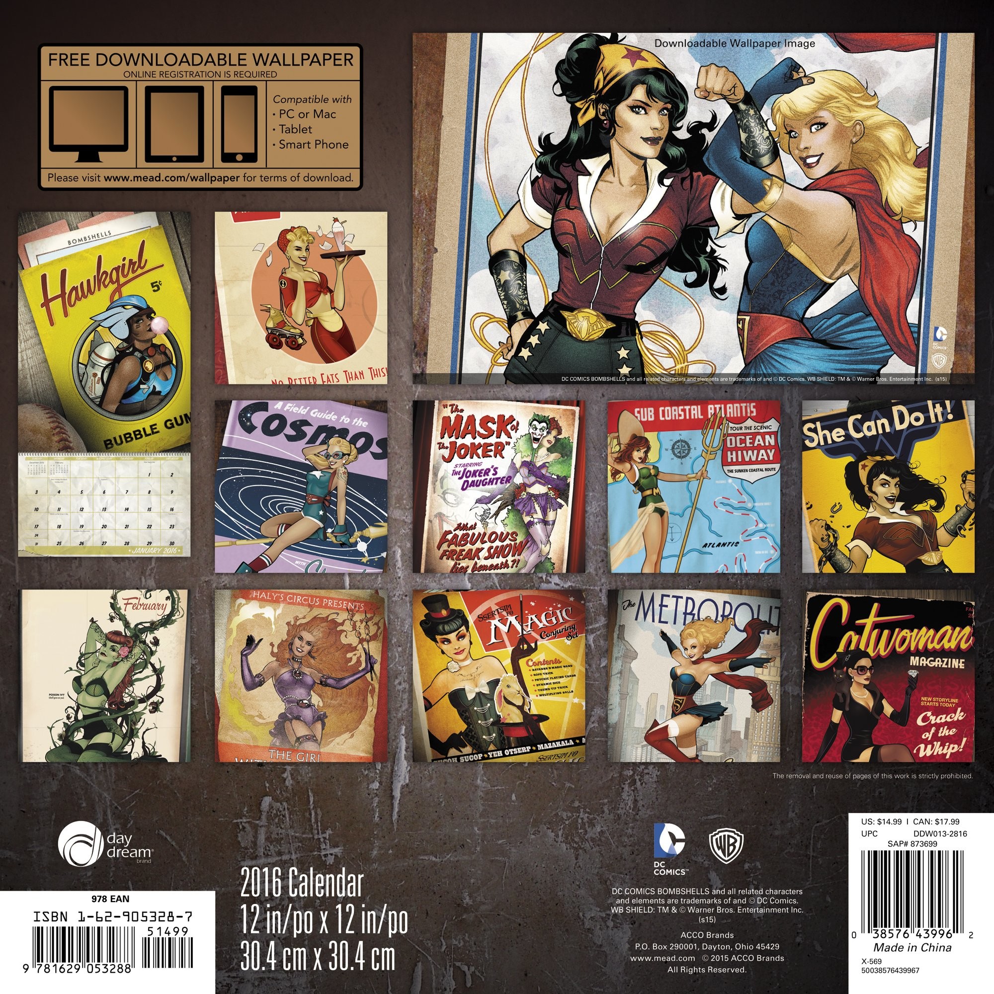 DC Bombshells 2016 Calendar With Bonus Downloadable Wallpaper Amazon.co.uk ACCO Brands 9781629053288 Books