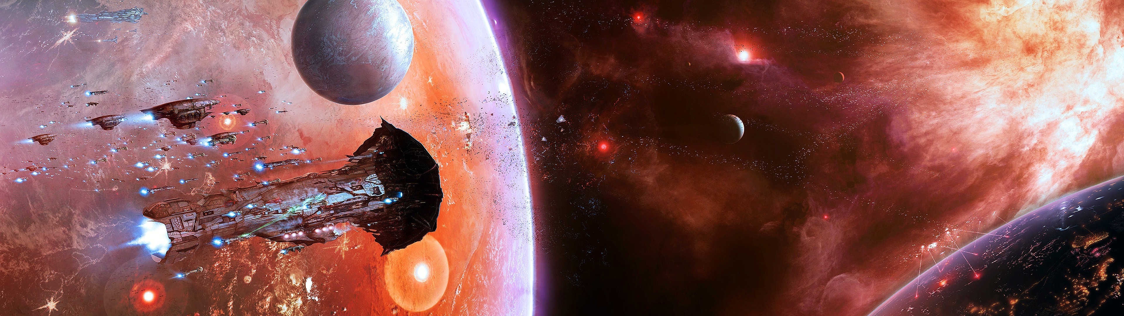 space, EVE Online, Multiple Display, Spaceship, Amarr Wallpapers HD /  Desktop and Mobile Backgrounds