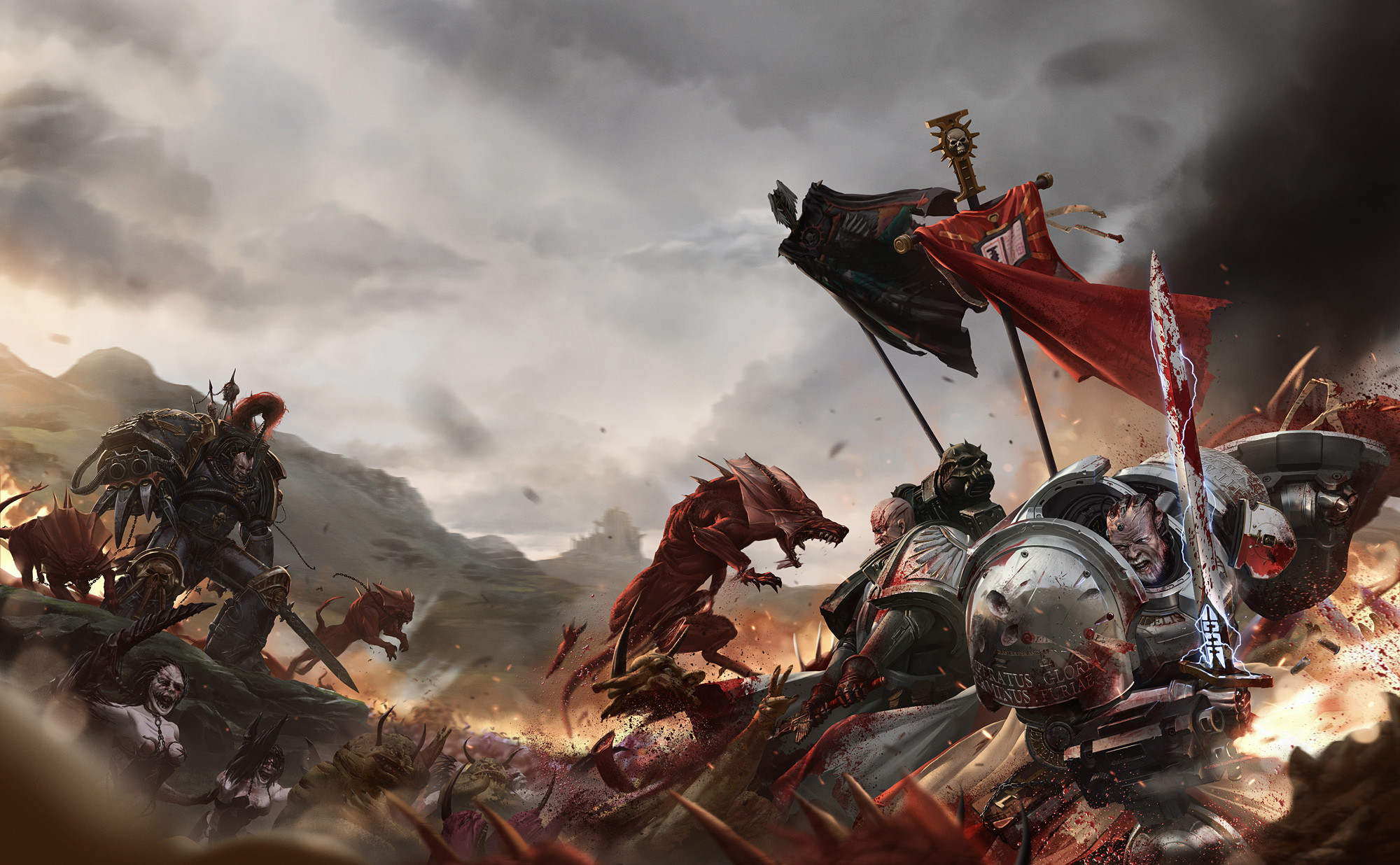 Wallpaper warhammer 40k, azrael, banner, black legion, chaos, daemon .
