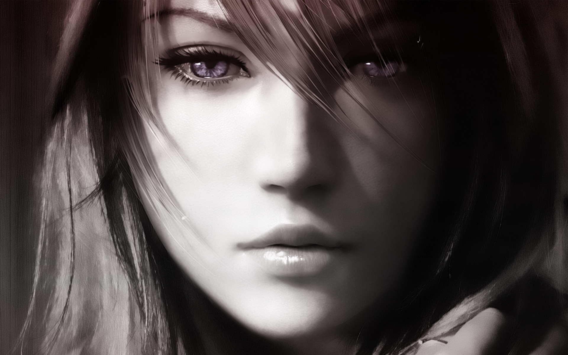 Women close up CGI Final Fantasy XIII artwork realistic Claire Farron drawn faces / Wallpaper