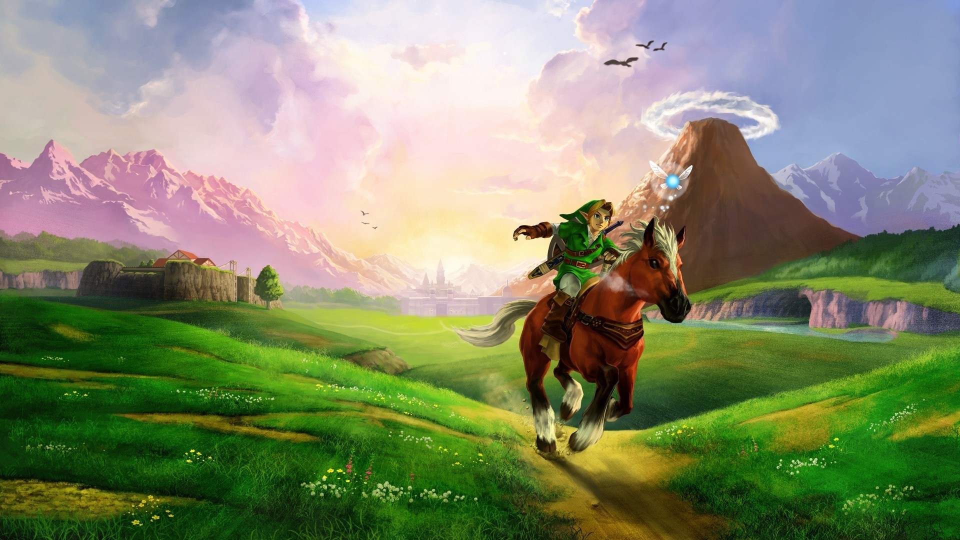 Preview wallpaper the legend of zelda, horse, plain, river, sunlight, zelda