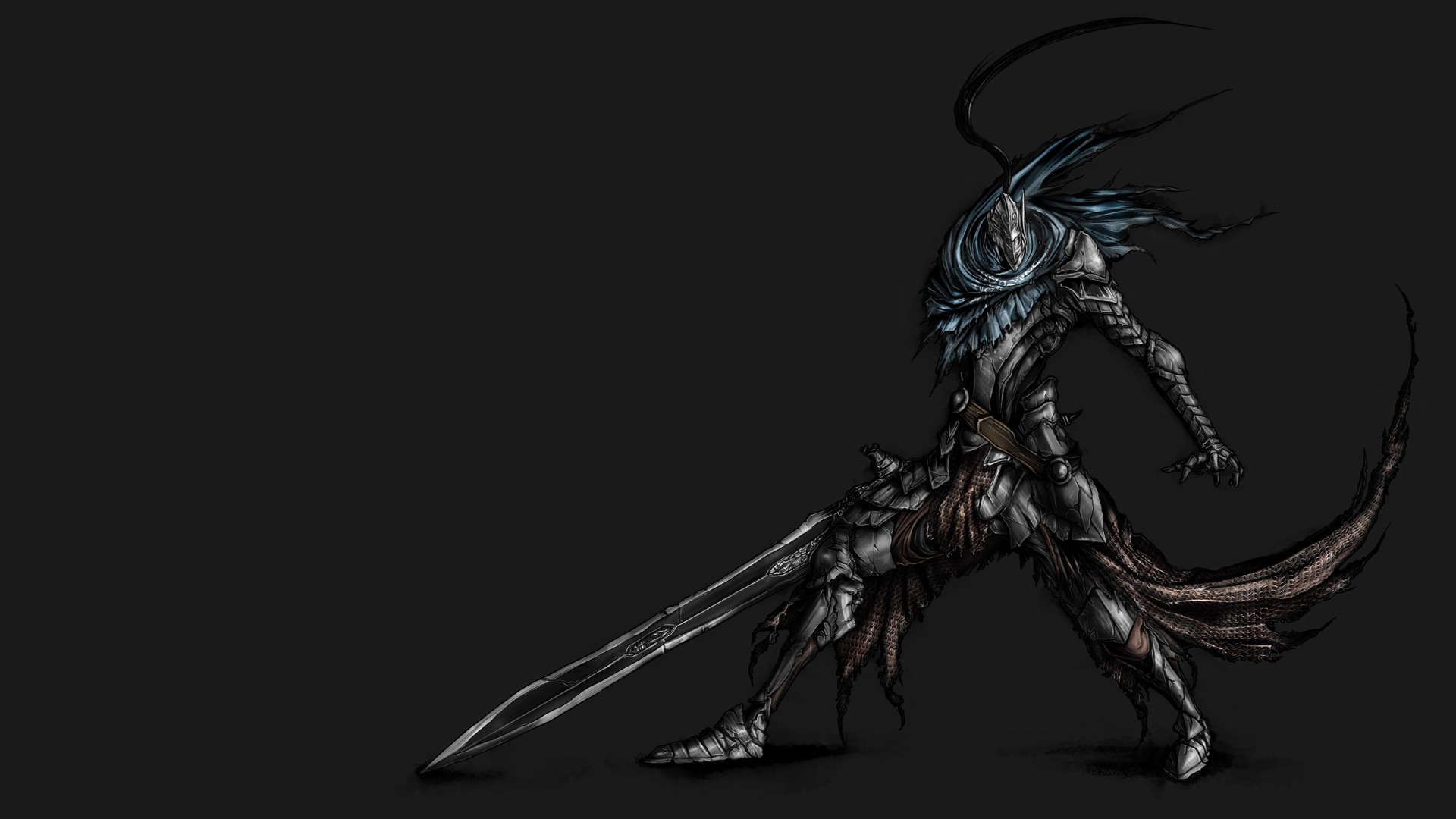 Animation Artorias The Abysswalker Dark Souls Helmets Masks Simple Background Unrealistic Warriors Weapons