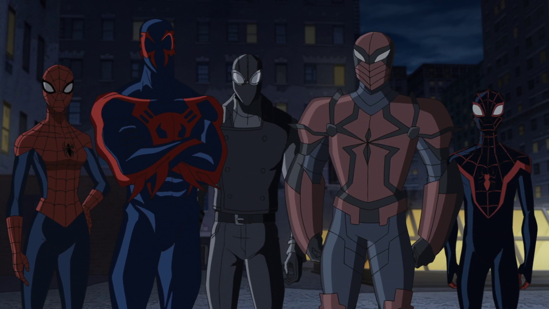 Image – Spider-Man 2099, Spider-Girl, Spider-Man Noir, Spyder-Knight, Miles  Morales  | Ultimate Spider-Man Animated Series Wiki | FANDOM  powered by …