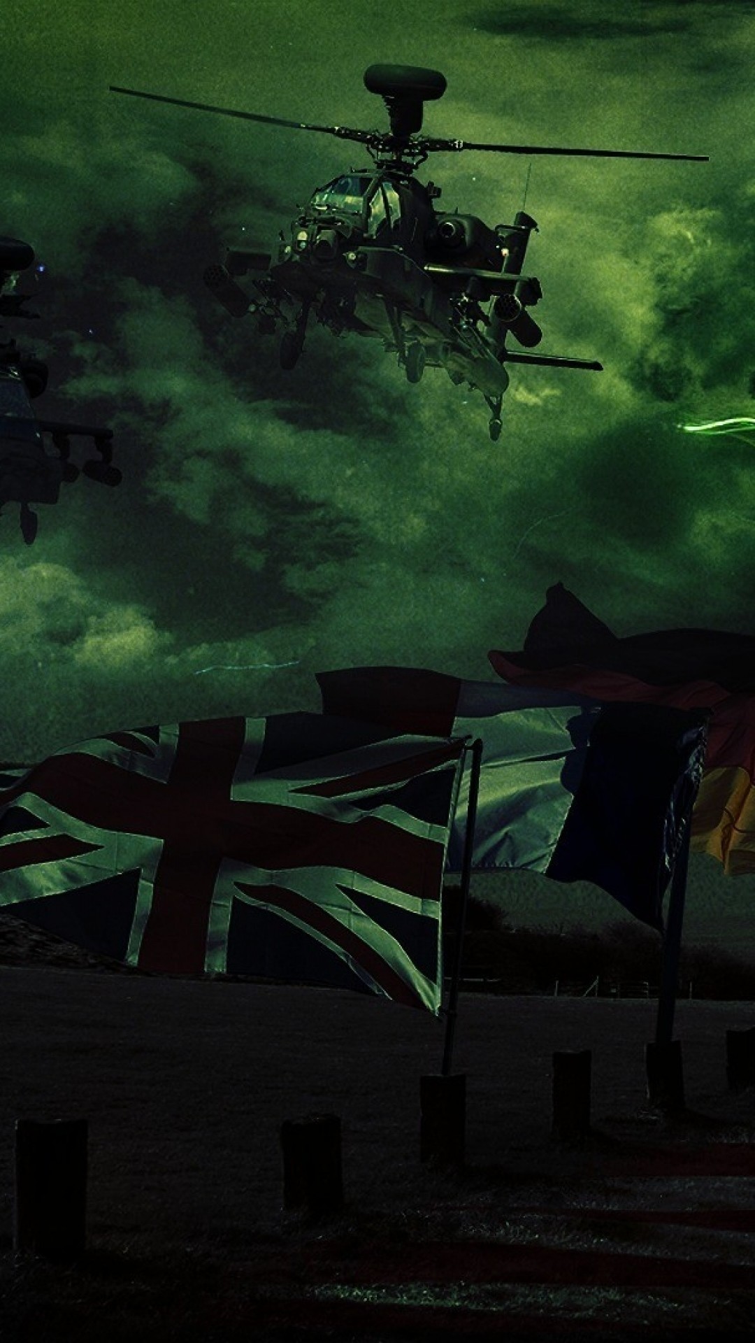 Preview wallpaper call of duty modern warfare 3, flags, helicopter, sky, clouds