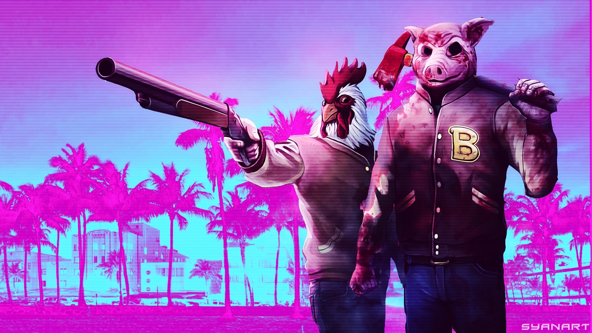 Voyager hotline miami. Ричард Хотлайн Майами маска. Хотлайн Майами петух. Мартин Браун Хотлайн Майами.