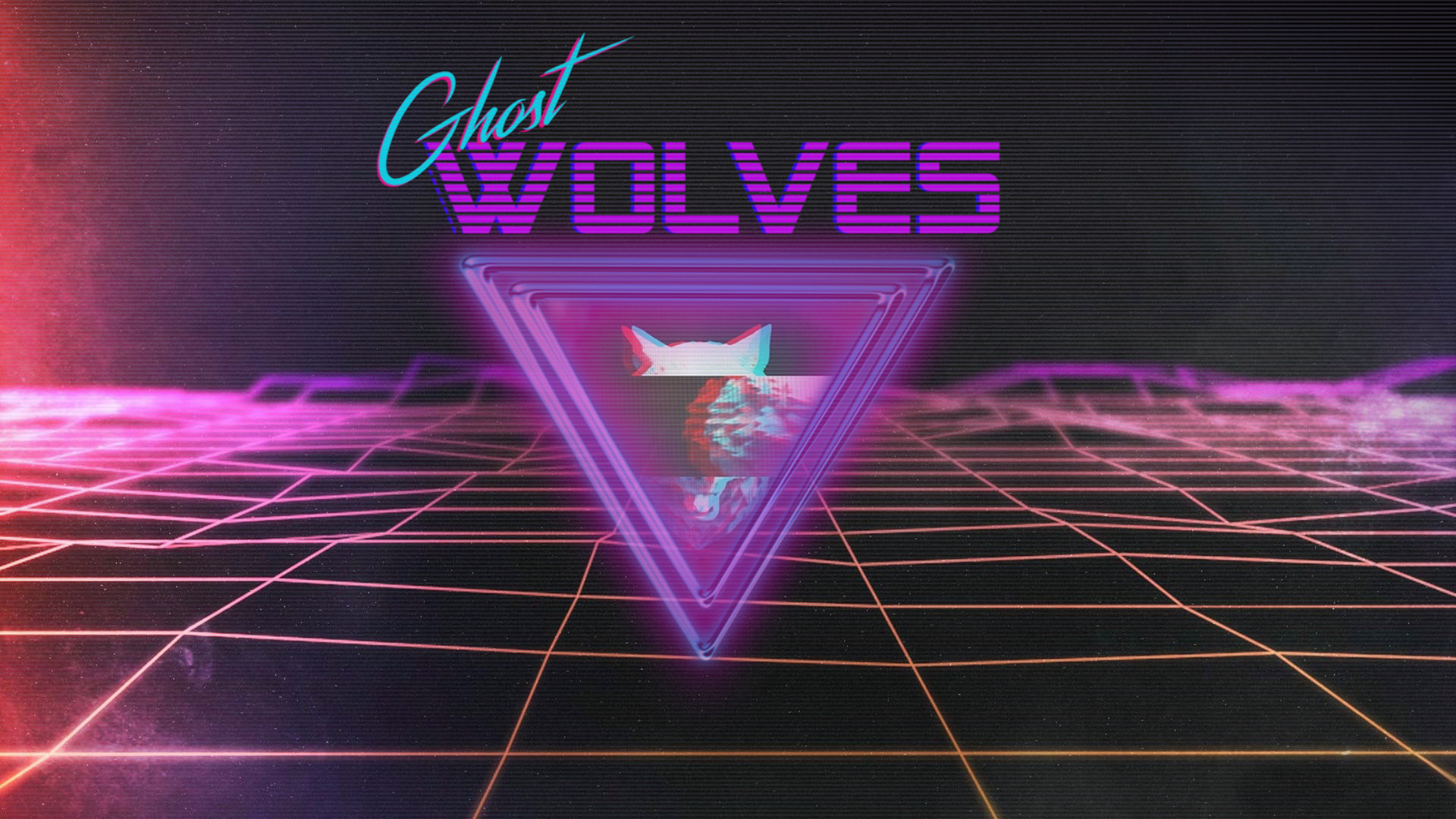 General 1980s synthwave wolf triangle grid Retro style neon Hotline Miami Hotline Miami 2