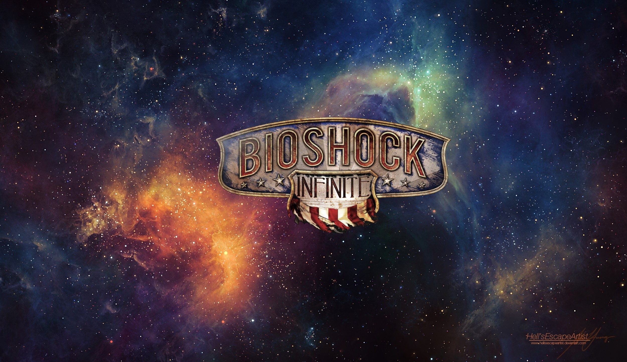 BioShock Infinite Booker DeWitt Space Artwork Video Games Stars Lighthouses  …