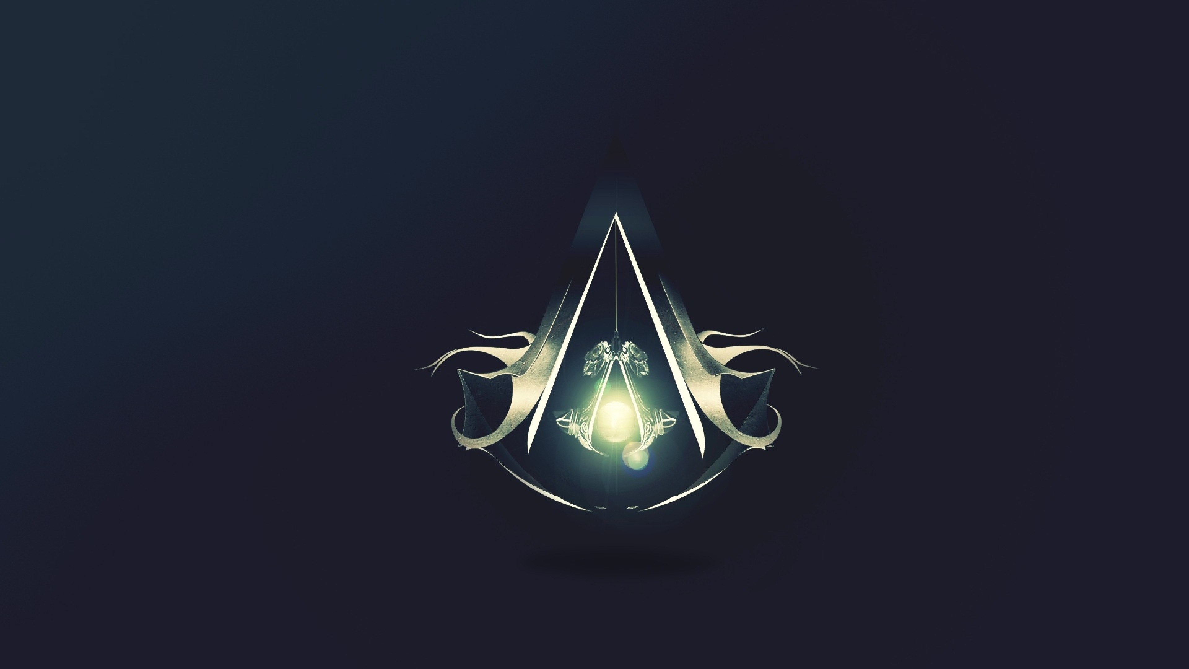 Preview wallpaper assassins creed revelations, assassins symbol, graphics, light, background 3840×2160