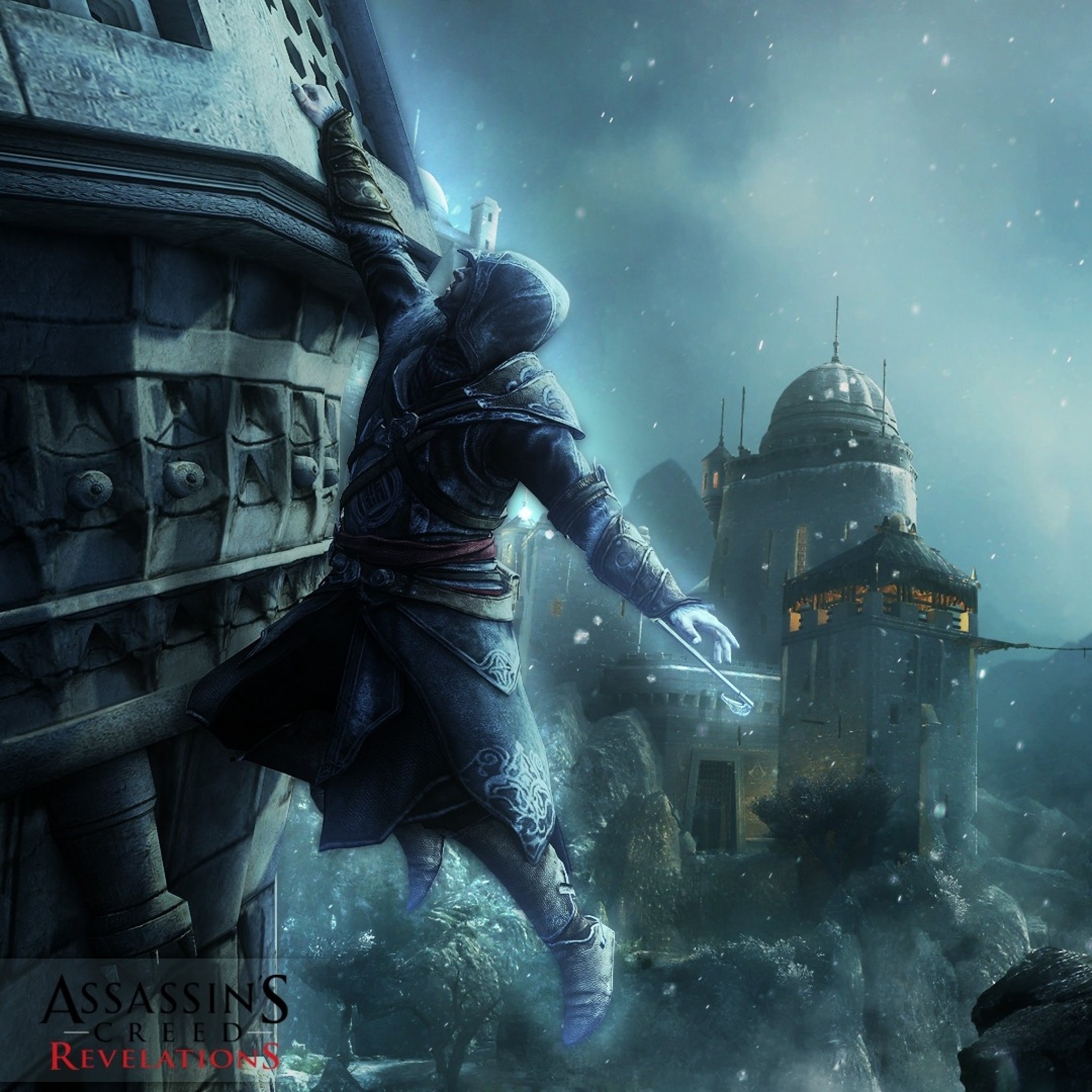 Preview wallpaper assassins creed revelations, desmond miles, castle, wall, snow, mountains