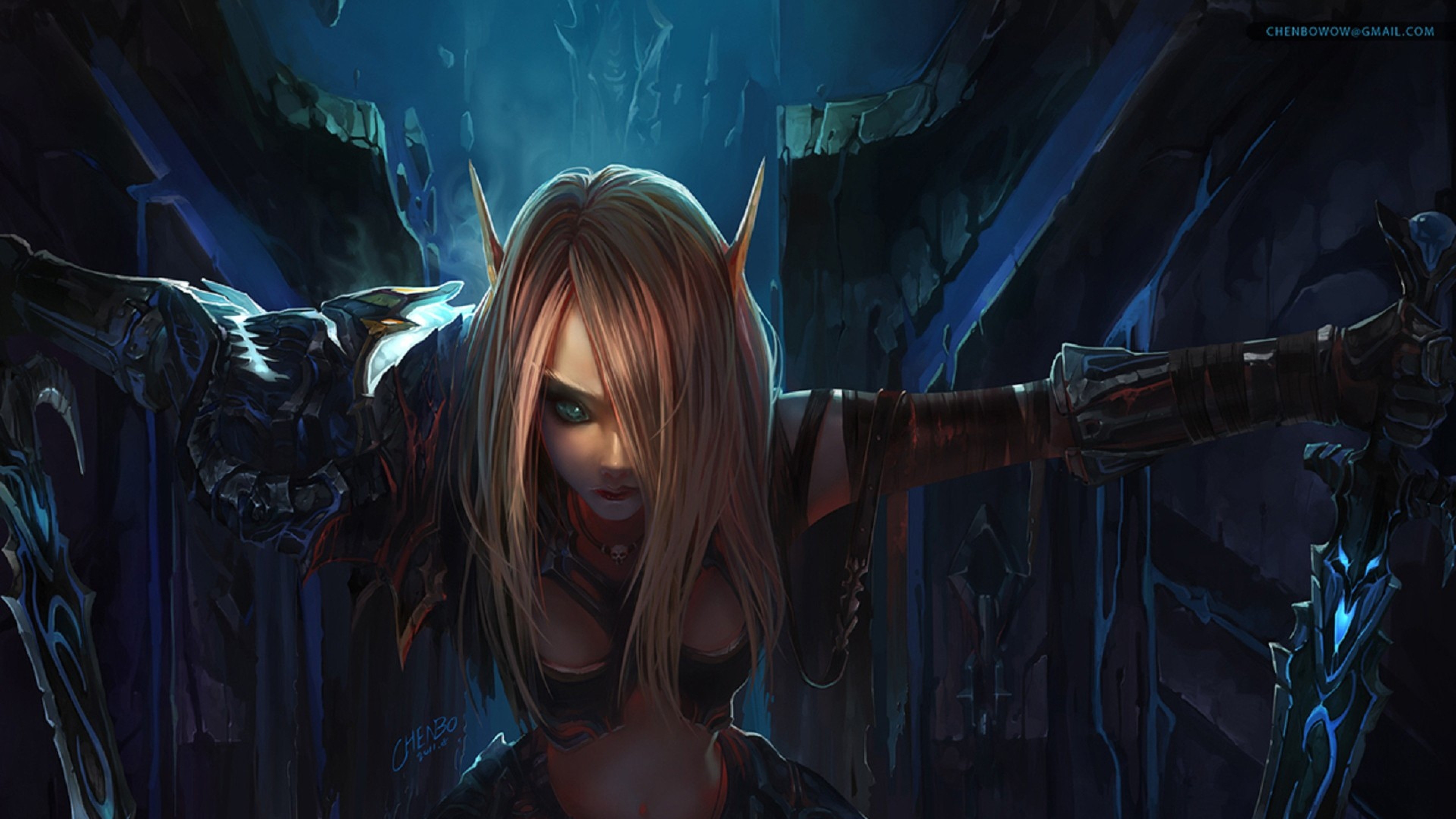 Preview wallpaper world of warcraft, elf, girl, hair, eye 3840×2160