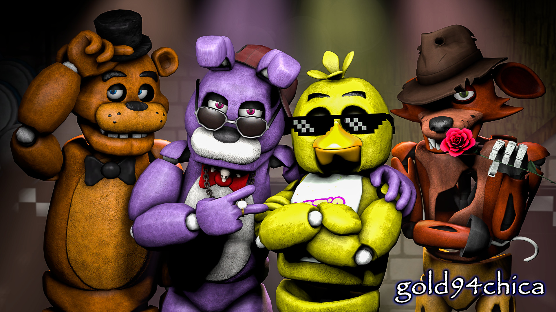 Epic Friends Forever (FNAF SFM Wallpaper) by gold94chica