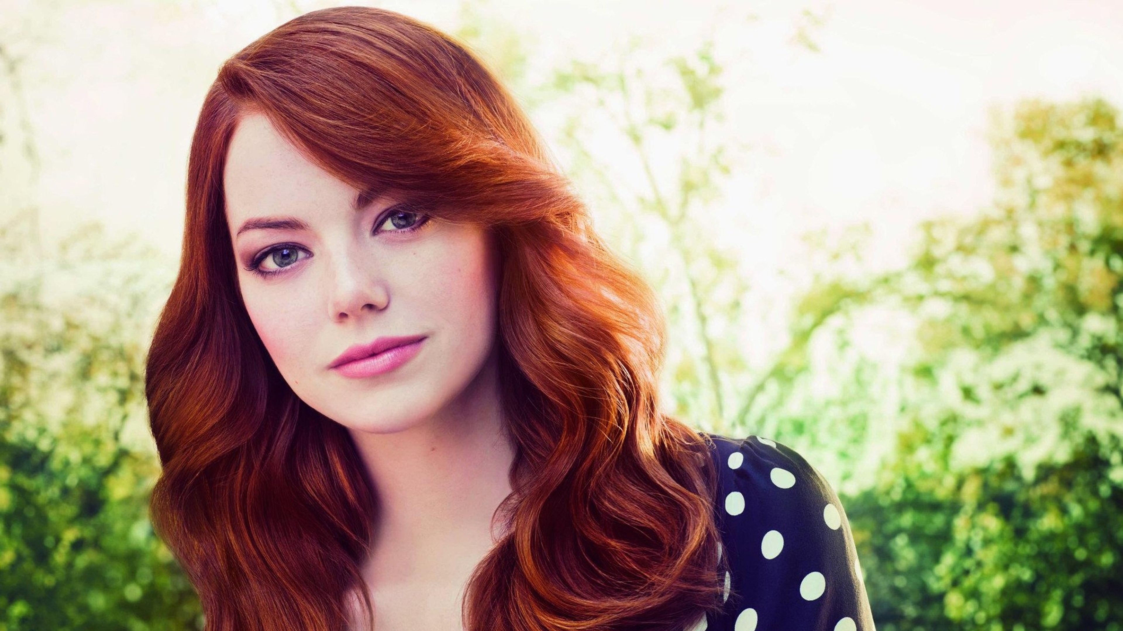 Preview wallpaper emma stone, face, red hair, person, look 3840×2160