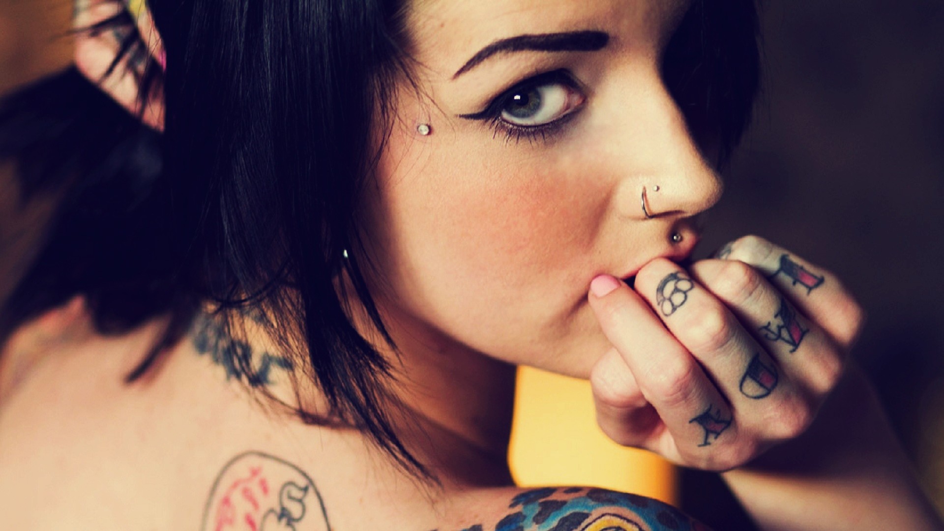 Girl, brunette, tattoo