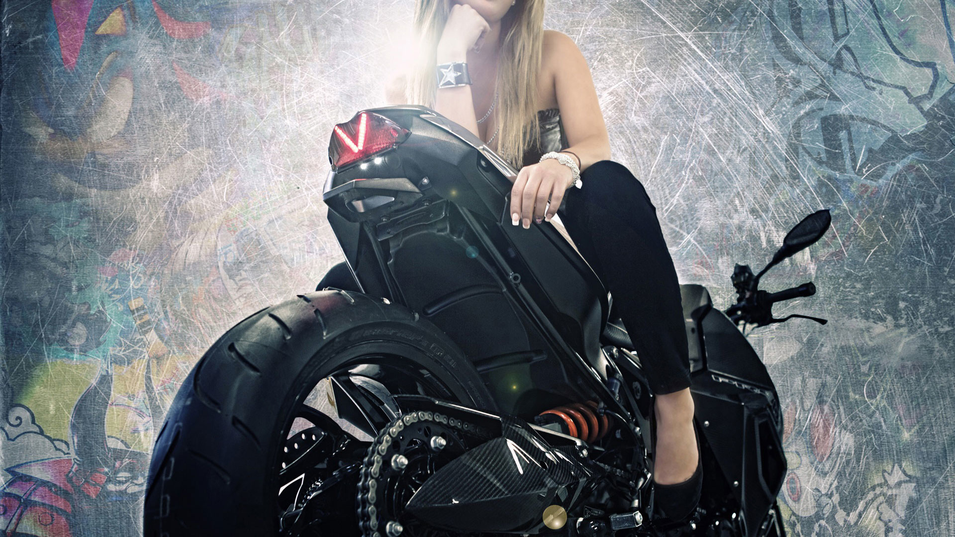 Hd pics photos stunning sexy girl model bike attractive bmw predator hd quality desktop background wallpaper