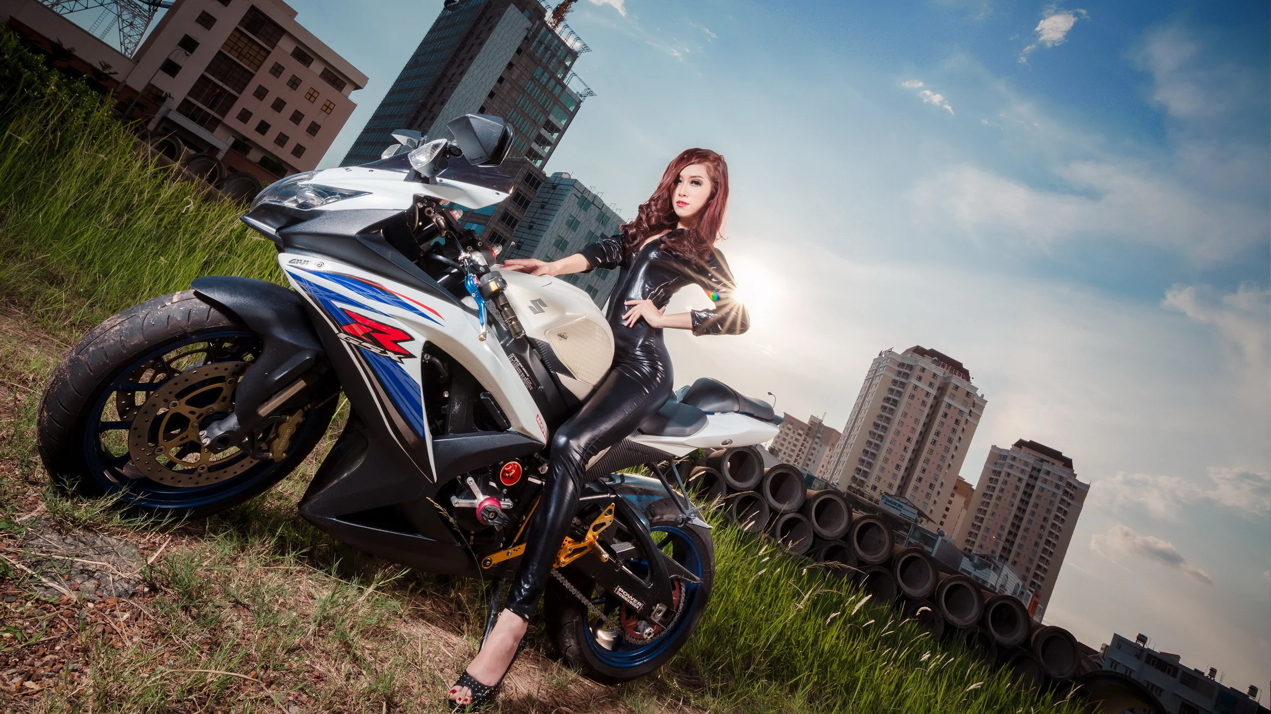 jumpsuit asian latex Suzuki motorcycle wallpaper